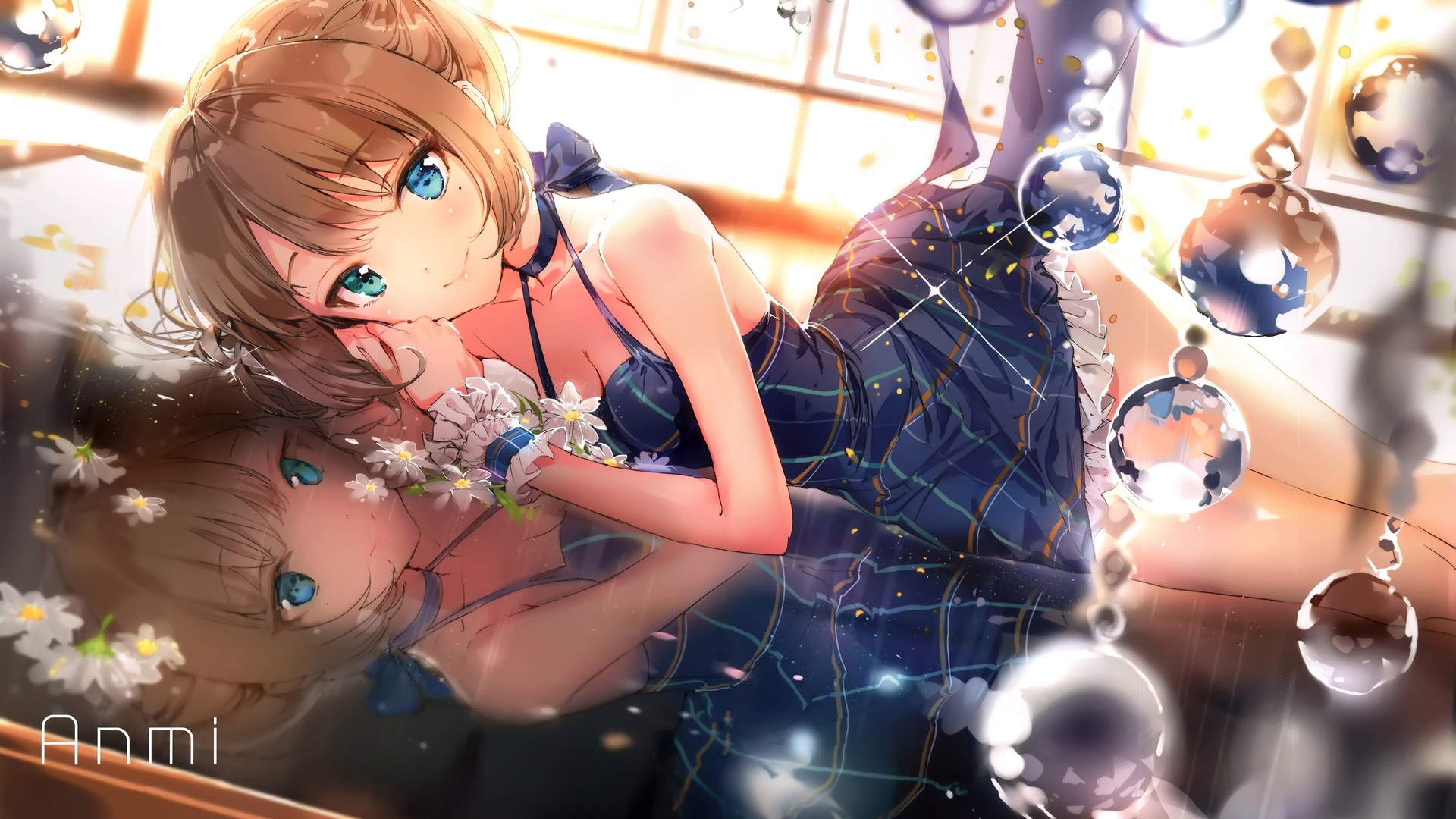 绝美黑发 微笑 动漫 动漫女孩 连衣裙 灰姑娘 异瞳 电脑 壁纸 4117×2899