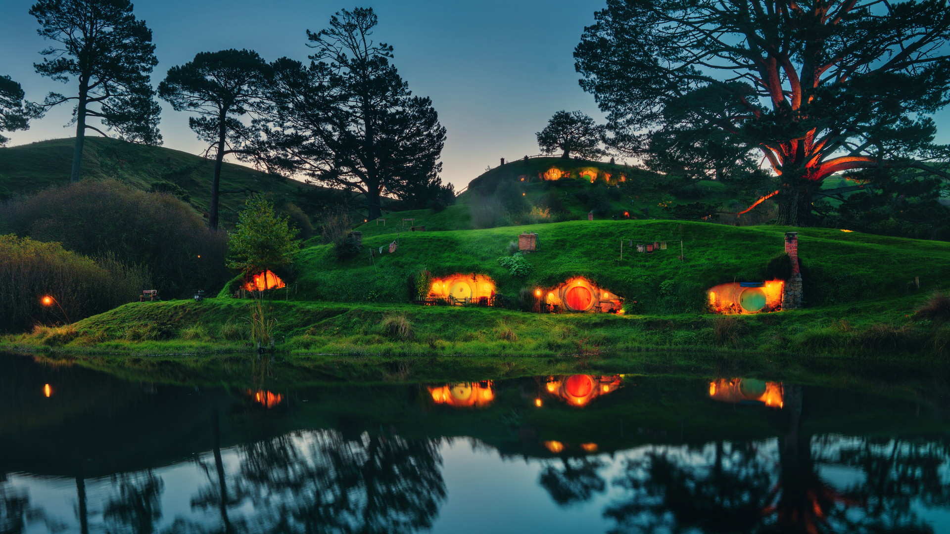 摄影 风景 新西兰 自然 水 反射 草 指环王 电脑 4K高清壁纸 3840×2160
