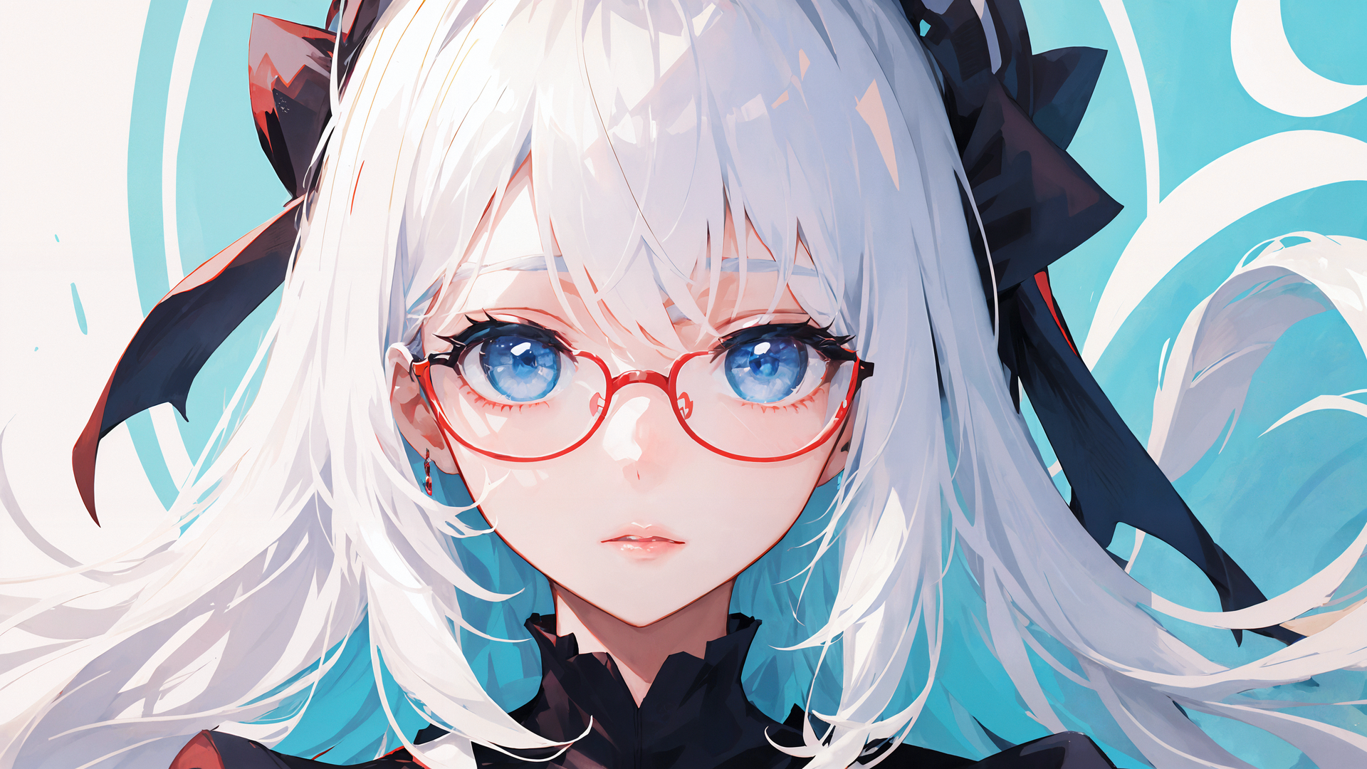脸 长发 白发 蓝眼睛 动漫 动漫女孩 艺术 眼镜 电脑 4K高清壁纸 3840×2160