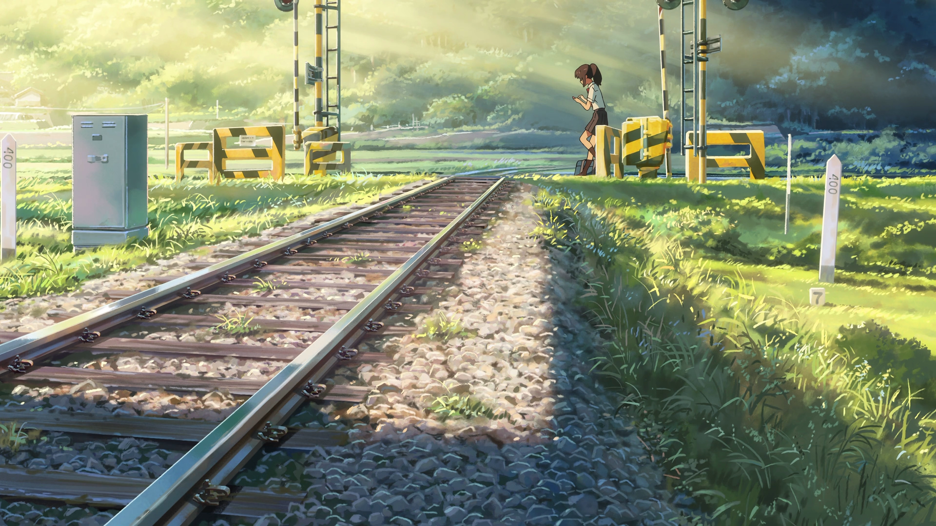 新海诚 动漫 铁路 女孩 清新 治愈 动画 电脑 4K高清壁纸 3840×2160