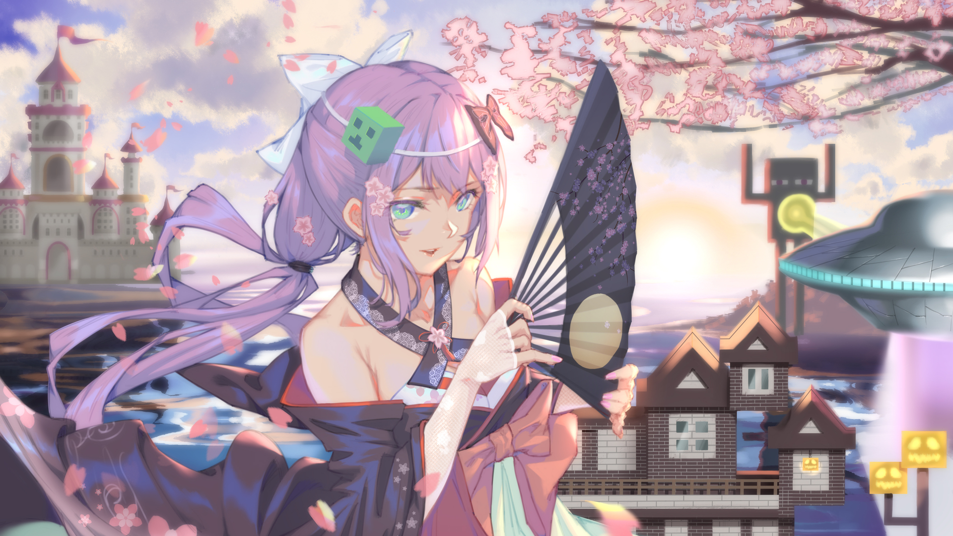 紫发 动漫 动漫女孩 我的世界 三次 虚拟 水眼睛 服装 樱里木 电脑 4K高清壁纸 4215×2480