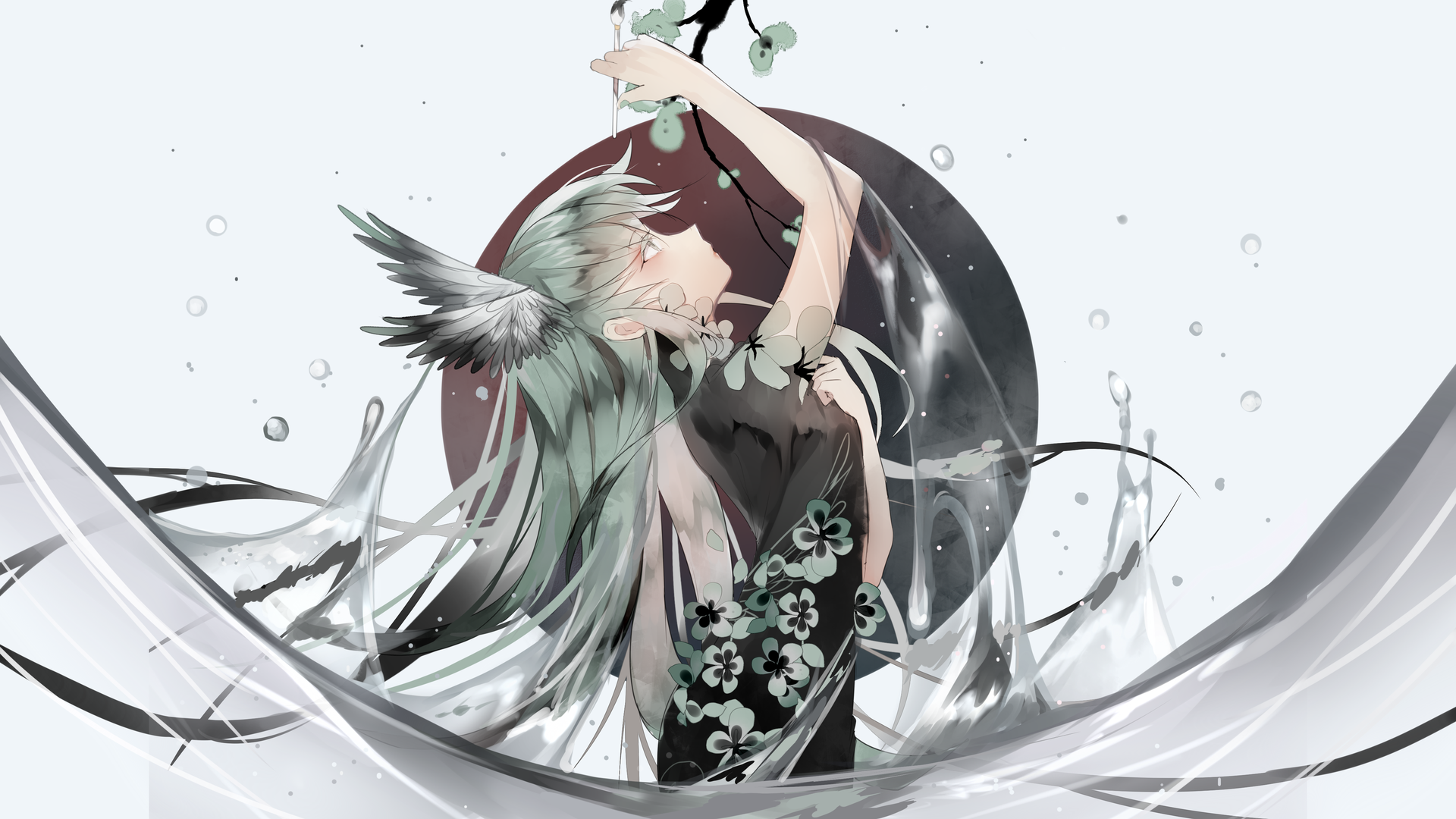 超清长发 动漫 动漫女孩 连衣裙 艺术 电脑 手机壁纸 4409×2480