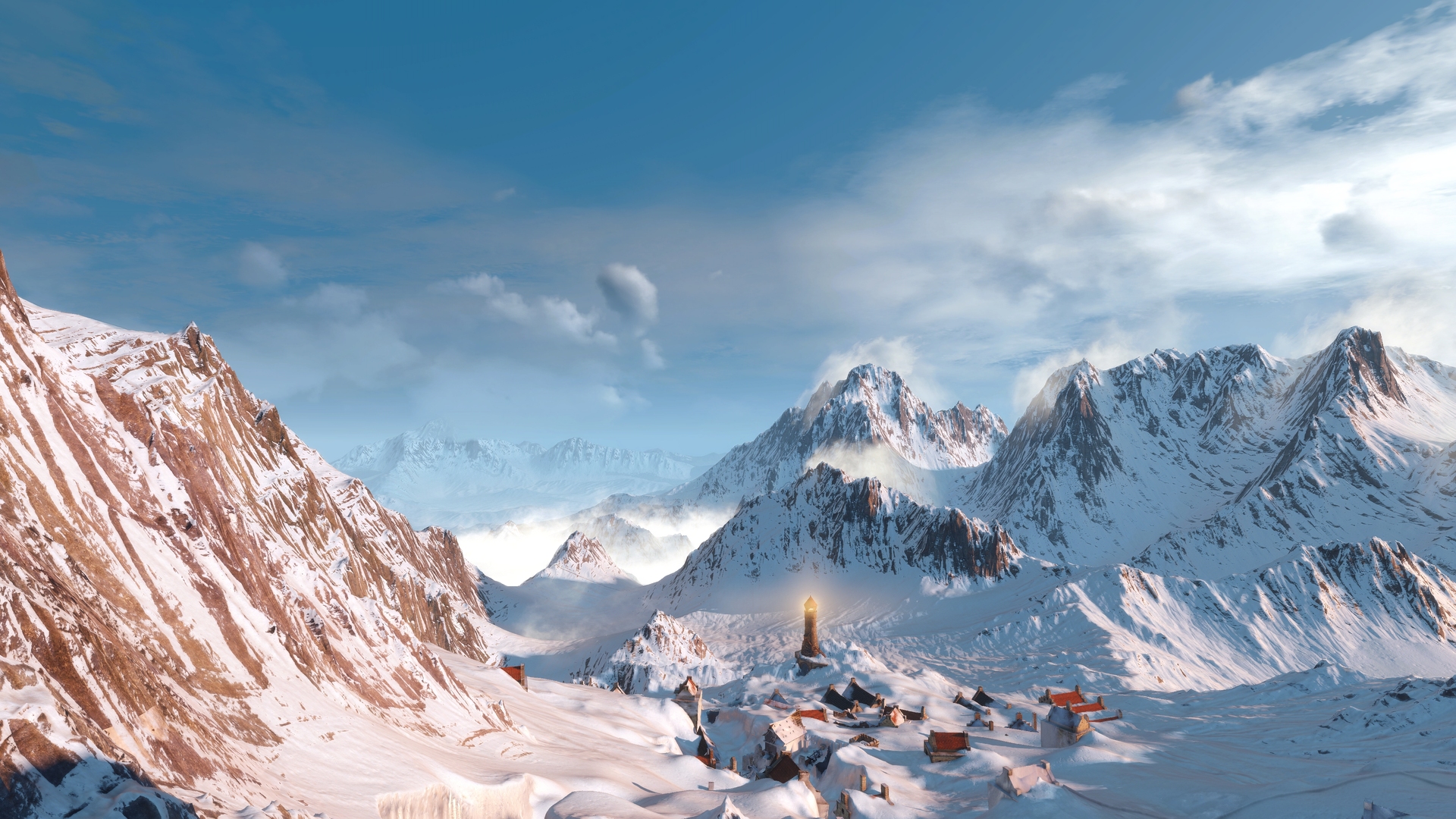 经典巫师 游戏 山 云 天空 蓝色 电脑 手机壁纸 3840×2160