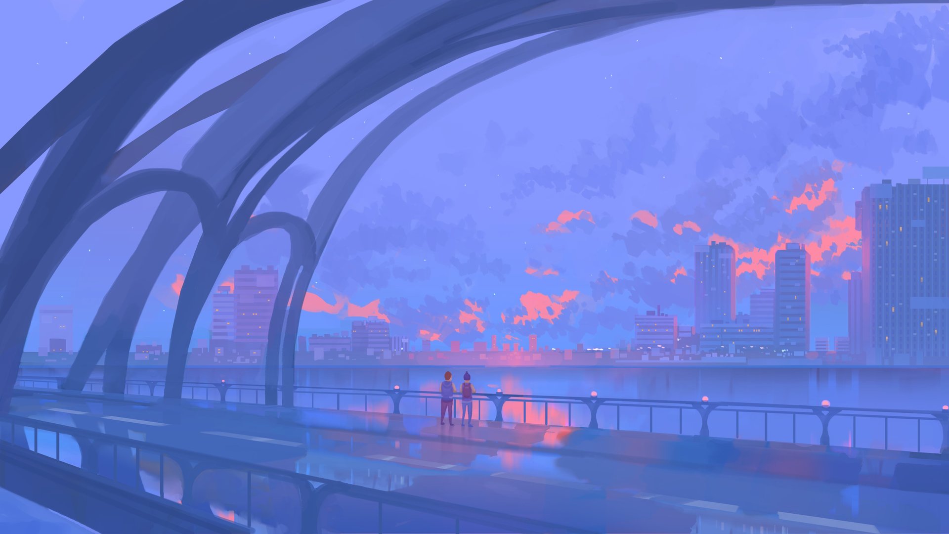 城市 日落 抽象 绘画 油画 艺术 建筑 电脑 4K高清壁纸 4096×2303