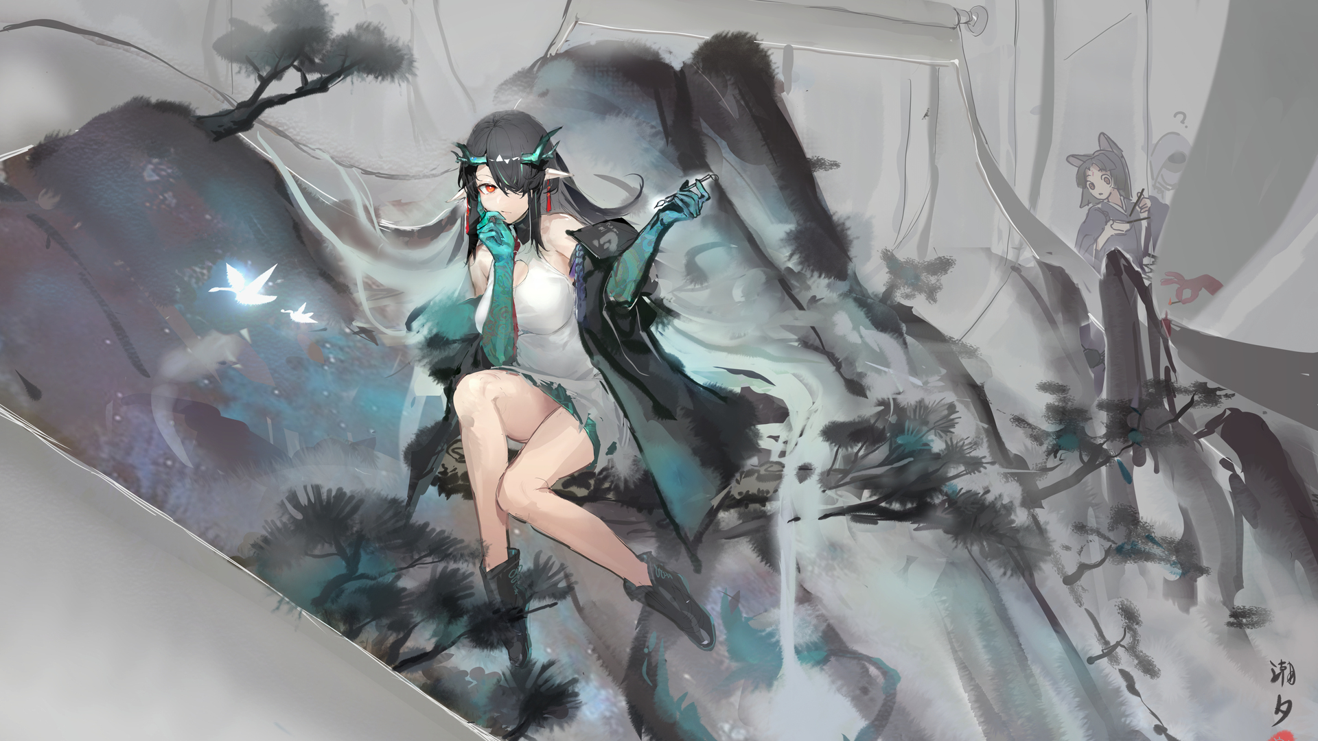 热门动漫 动漫女孩 明日方舟 龙 大腿 电脑 高清壁纸 4341×2571