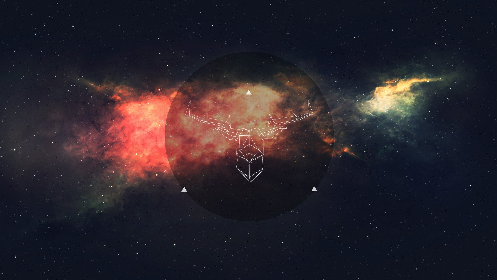 空间 线框 鹿 极简主义 矢量 抽象 空间艺术 AI艺术 圆 星云 电脑 壁纸 3840×2160