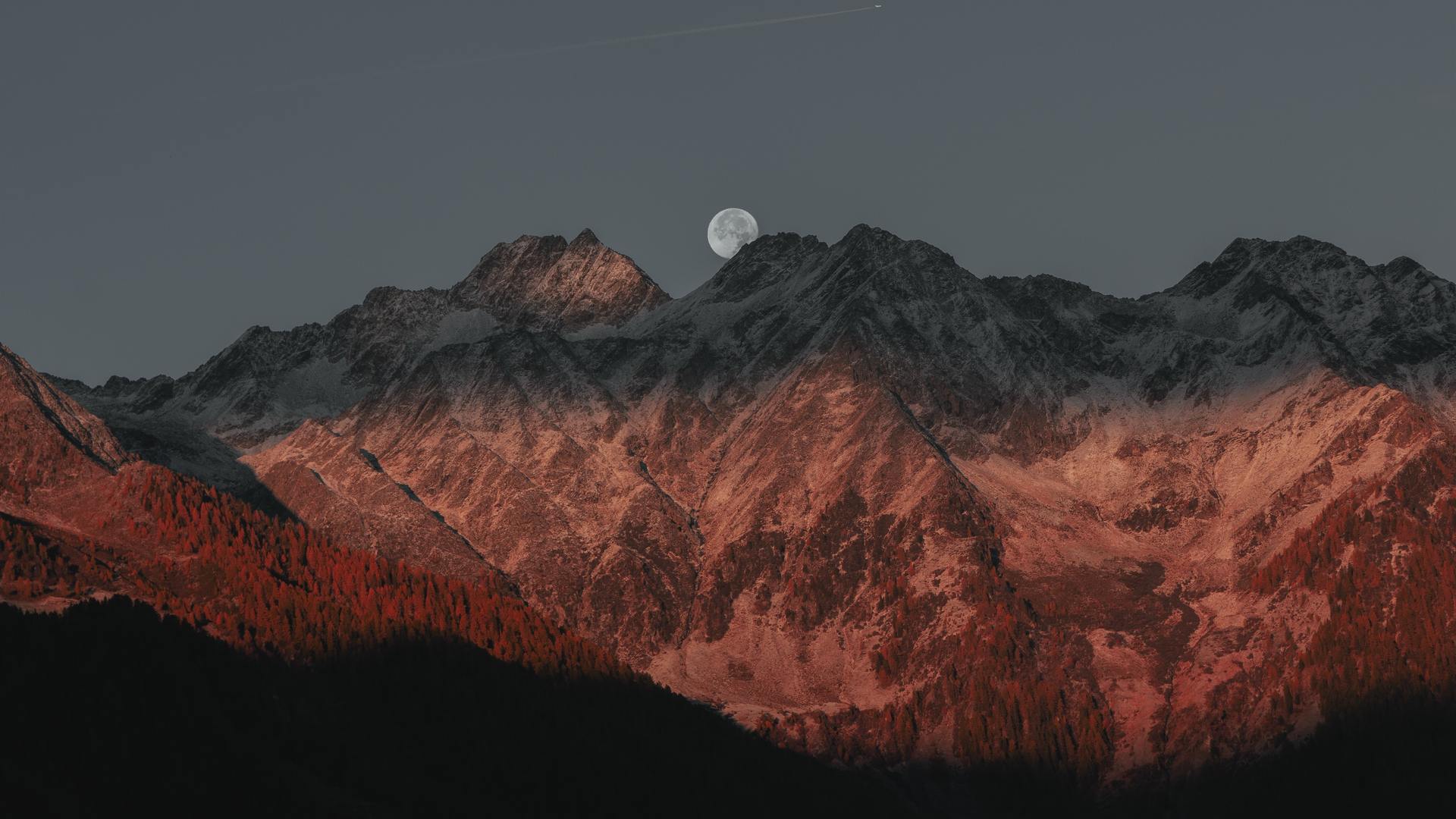 精选月亮 风景 山脉 黄昏 自然 天空 电脑 壁纸 5000×3333