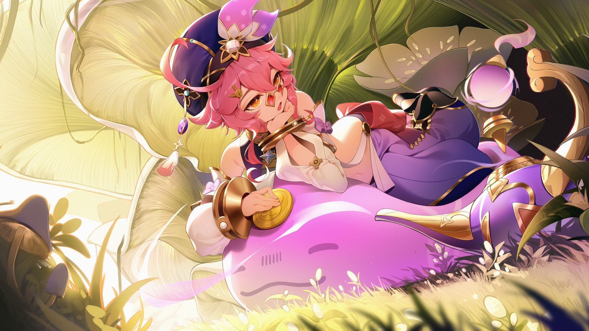 热门粉色 头发 原神 艺术 多里 动漫 动漫女孩 帽子 电脑 壁纸 6943×3599