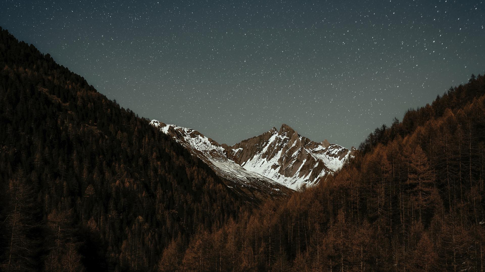 唯美风景 星星 繁星 夜晚 山 雪 自然 电脑 桌面壁纸 6000×4000