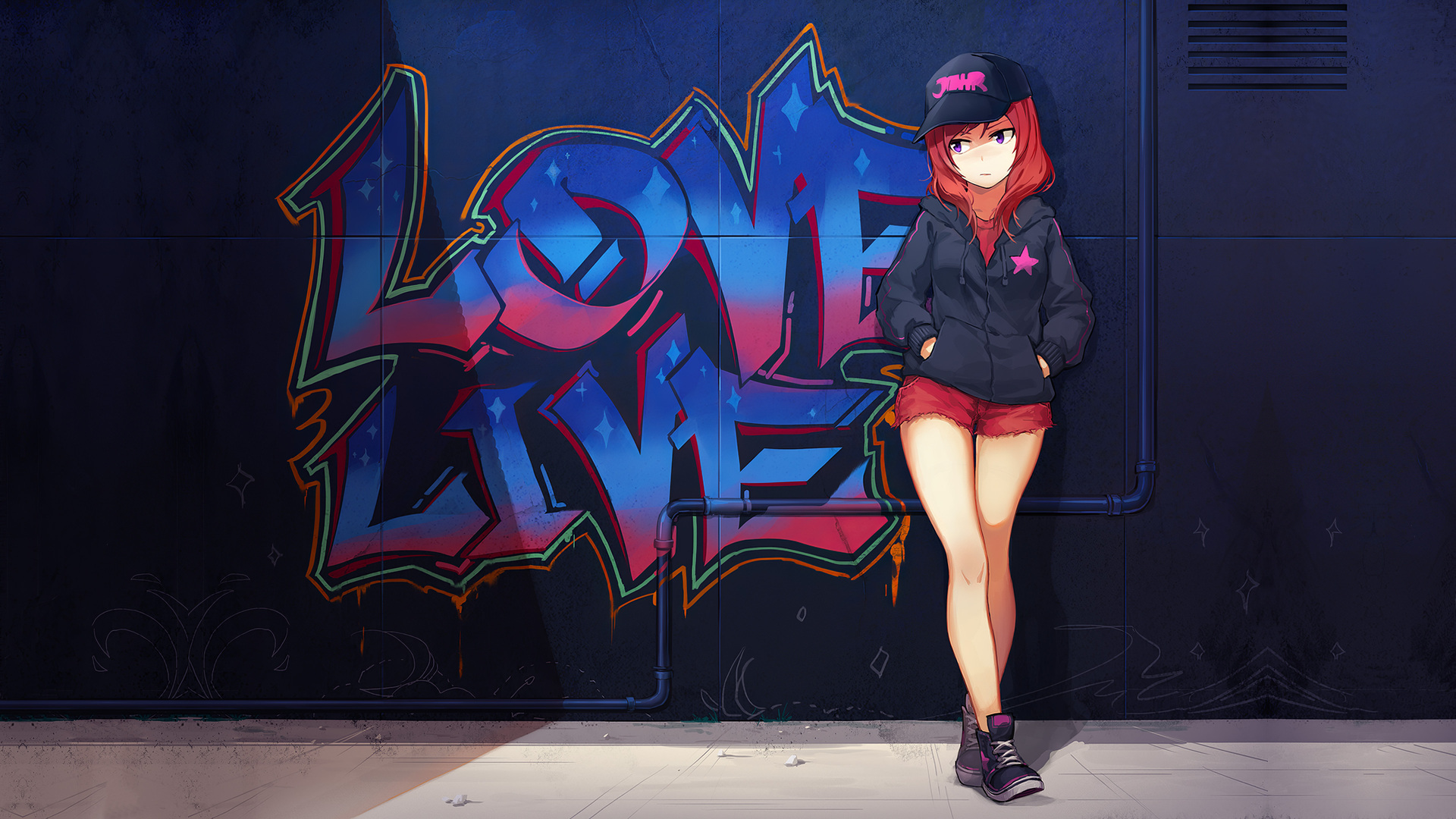 热门长发 涂鸦 短裤 动漫 女孩 大腿 电脑 高清壁纸 3840×2160