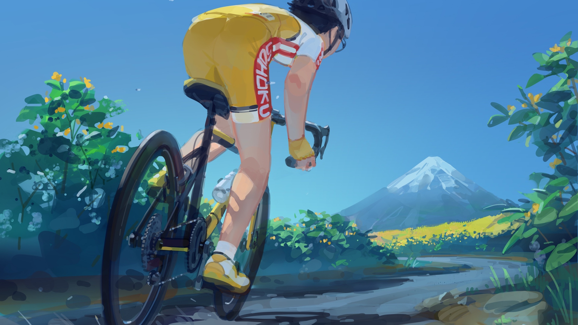 高清自行车 山地 运动 动漫 动画 蓝色 电脑 壁纸 4093×2894