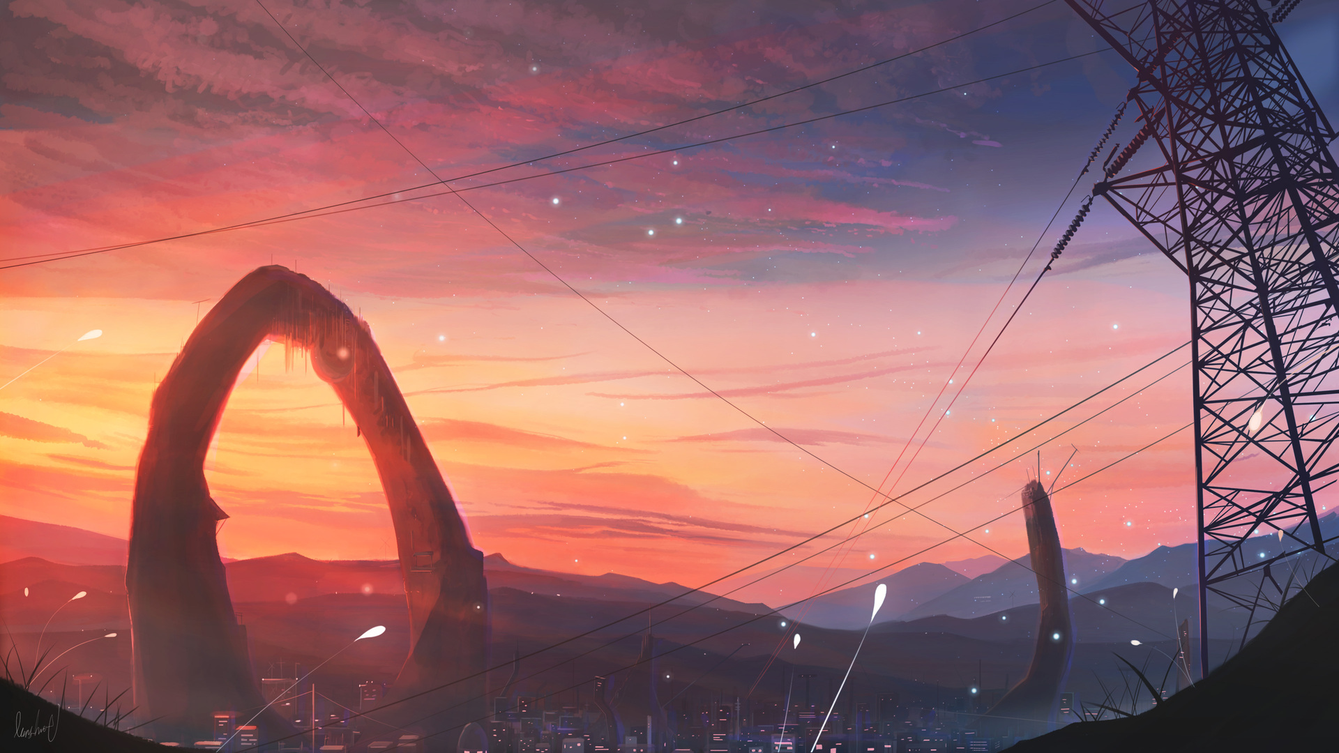 动漫 天空 户外 风景 动画 电脑 无水印壁纸 3840×2160