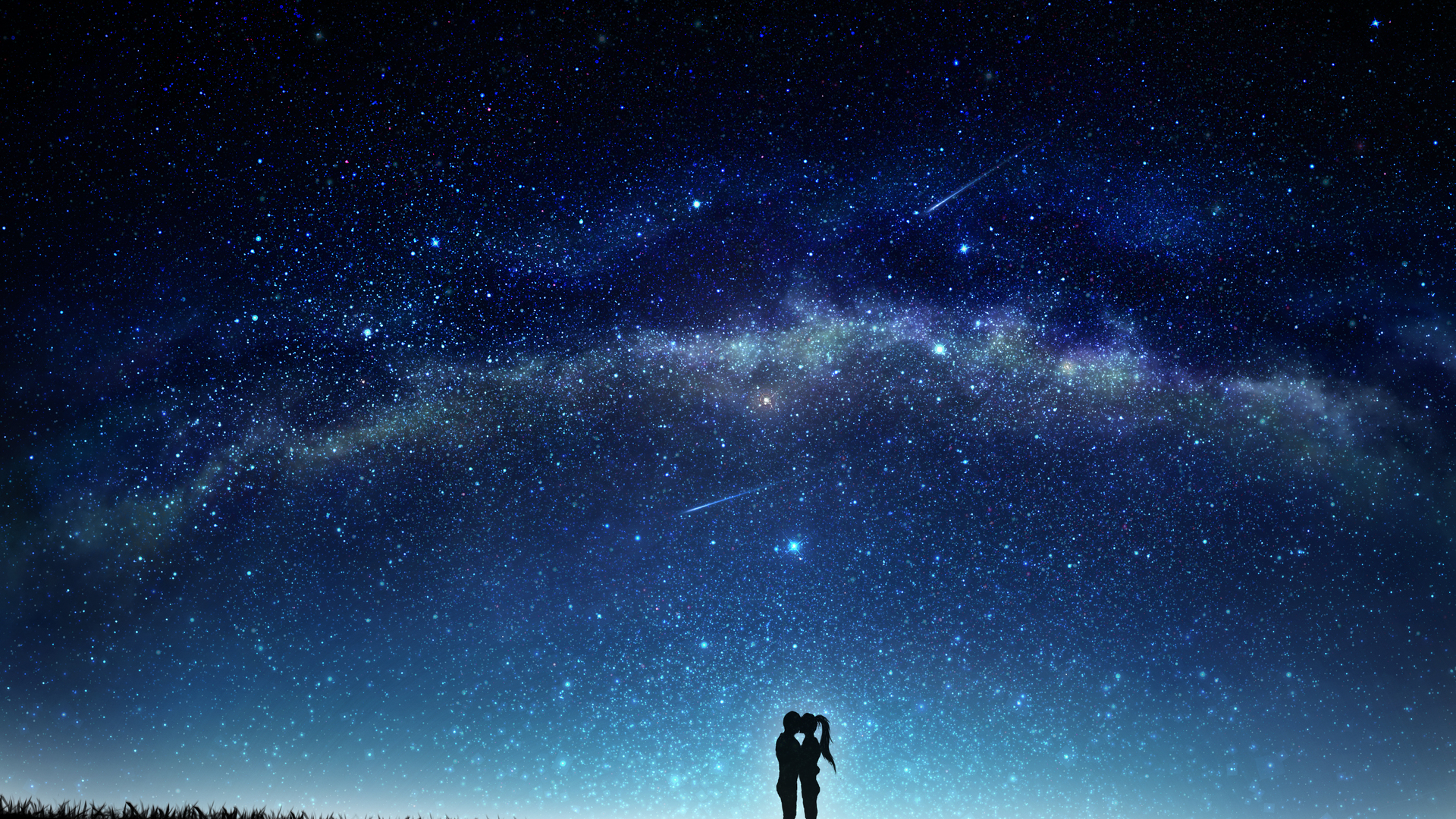 情侣 AI艺术 动画 爱情 浪漫 接吻 幻想艺术 黄昏 灯光 夜晚 夜空 天空 电脑 壁纸 3874×2657