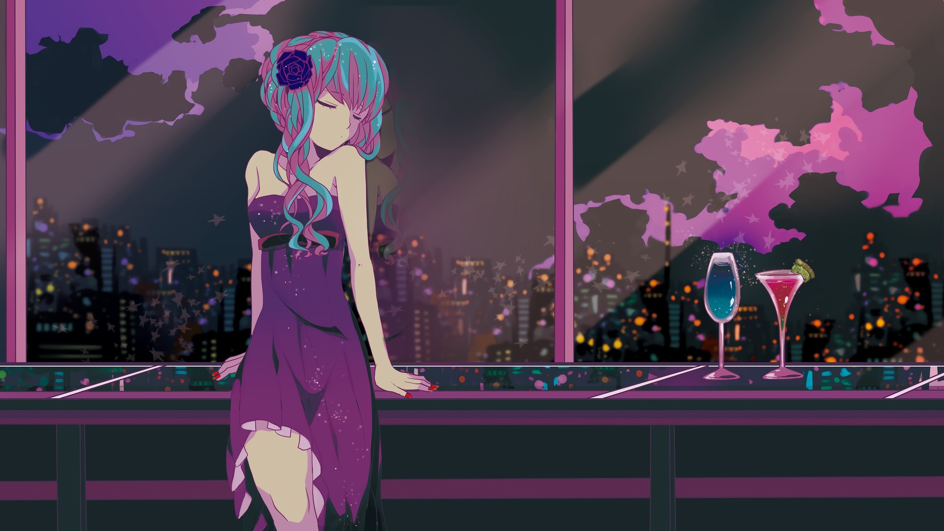动漫女孩 动漫 设计 绘画 概念 紫色 艺术 电脑 壁纸 3840×2160