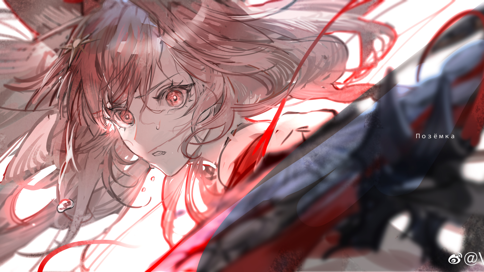 绚丽长发 狐狸耳朵 狐耳 明日方舟 武士 动漫女孩 狐狸女孩 狐女 无水印壁纸 6000×2508