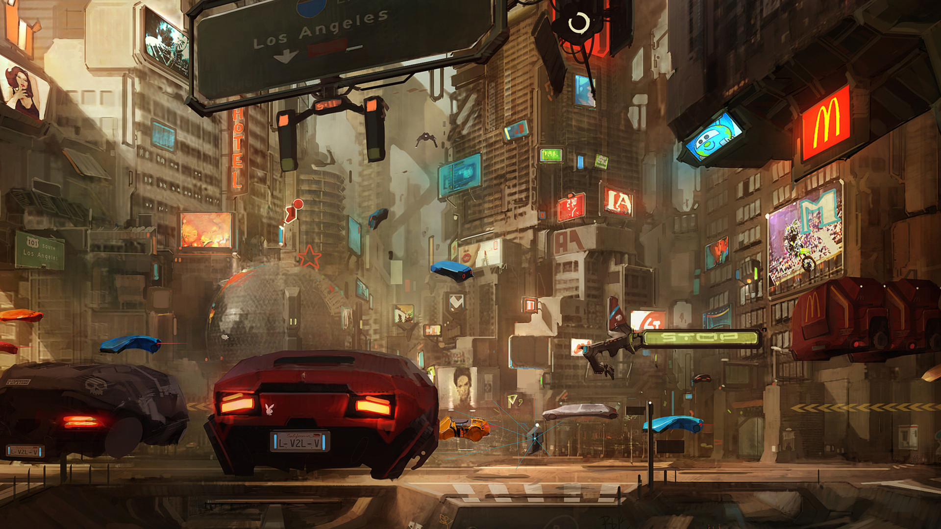 AI艺术 未来 城市 汽车 奇幻艺术 科幻 赛博朋克 城市景观 壁纸 3840×2400