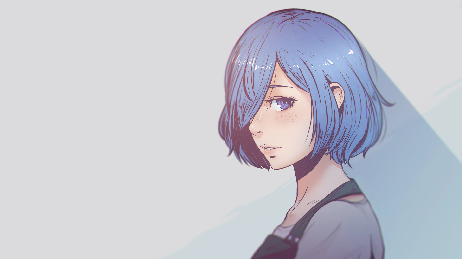 蓝色头发 女人 东京食尸鬼 无水印壁纸 3840×2160
