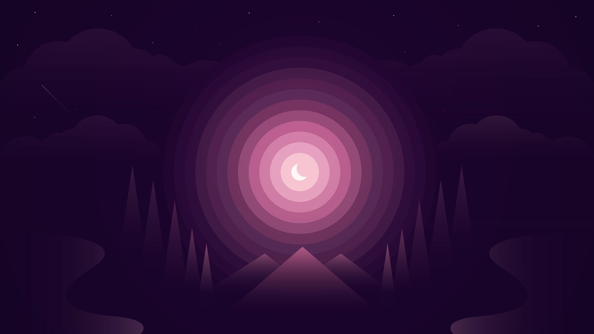 渐变 风景 夜景 抽象 AI艺术 月亮 矢量 极简主义 电脑 壁纸 3840×2160