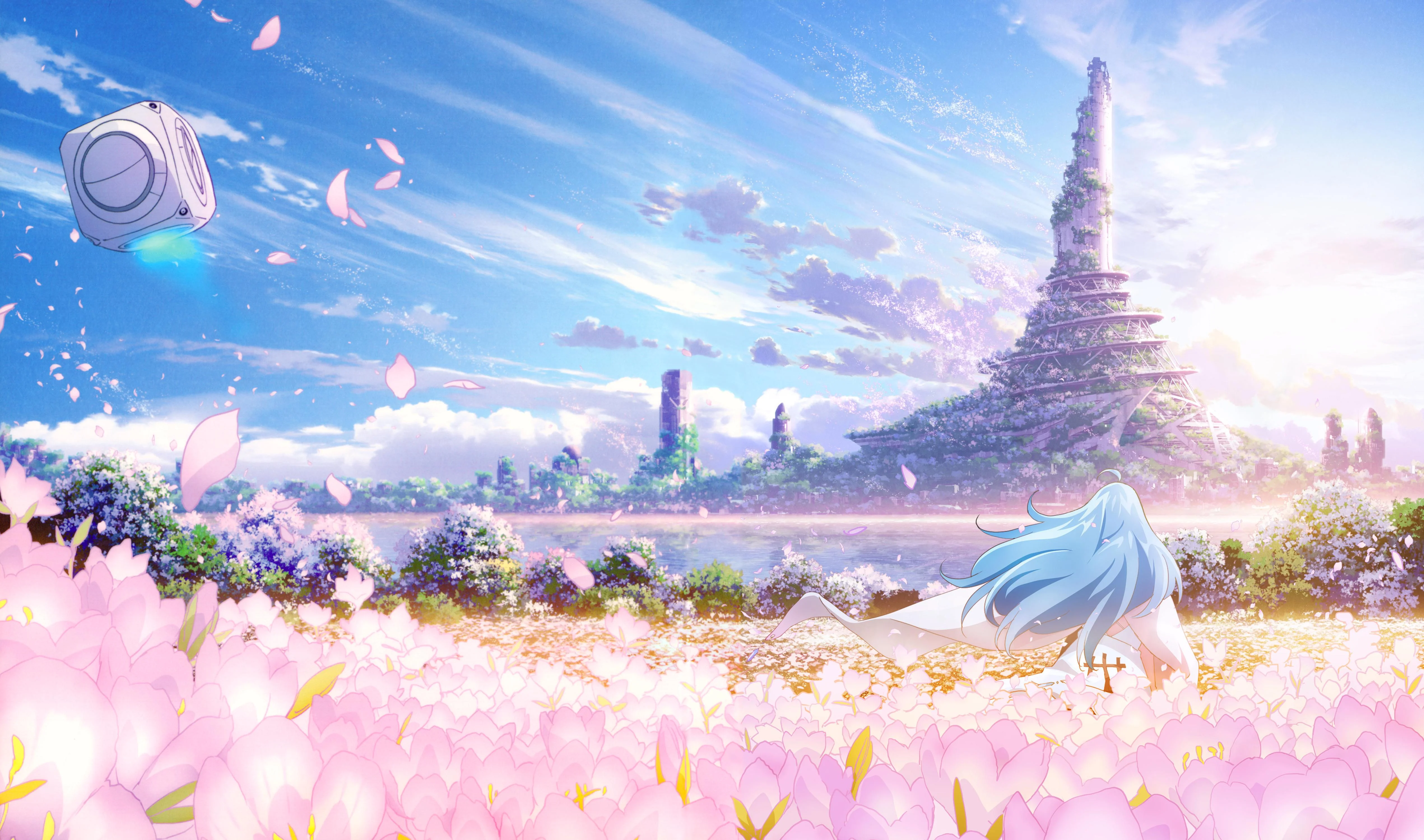 经典萤石 动漫 风景 机器人 花瓣 动漫女孩 未来主义 科幻 壁纸 5083×3000