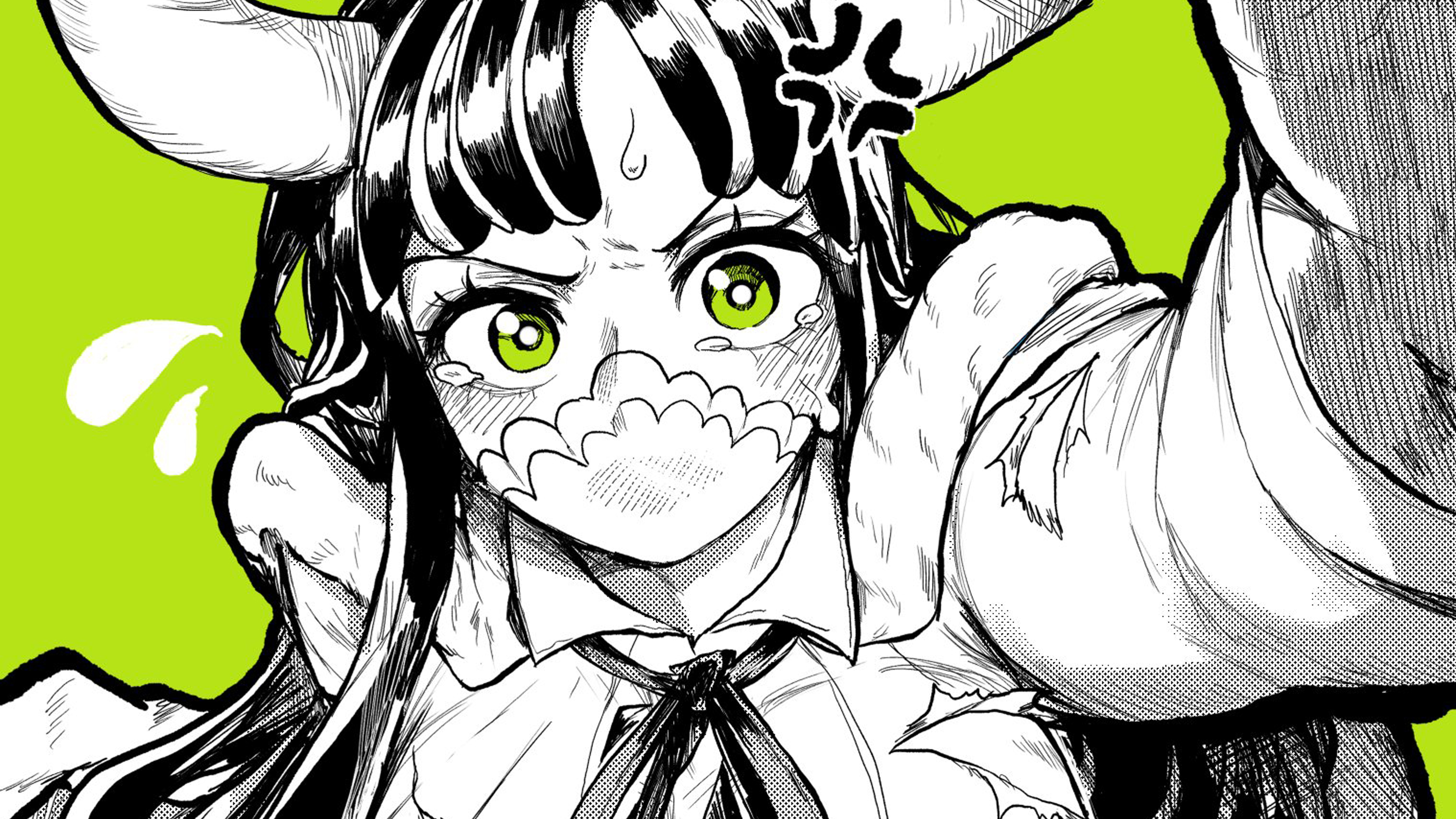 泪水 插图 动漫女孩 角 4K高清壁纸 3840×2160