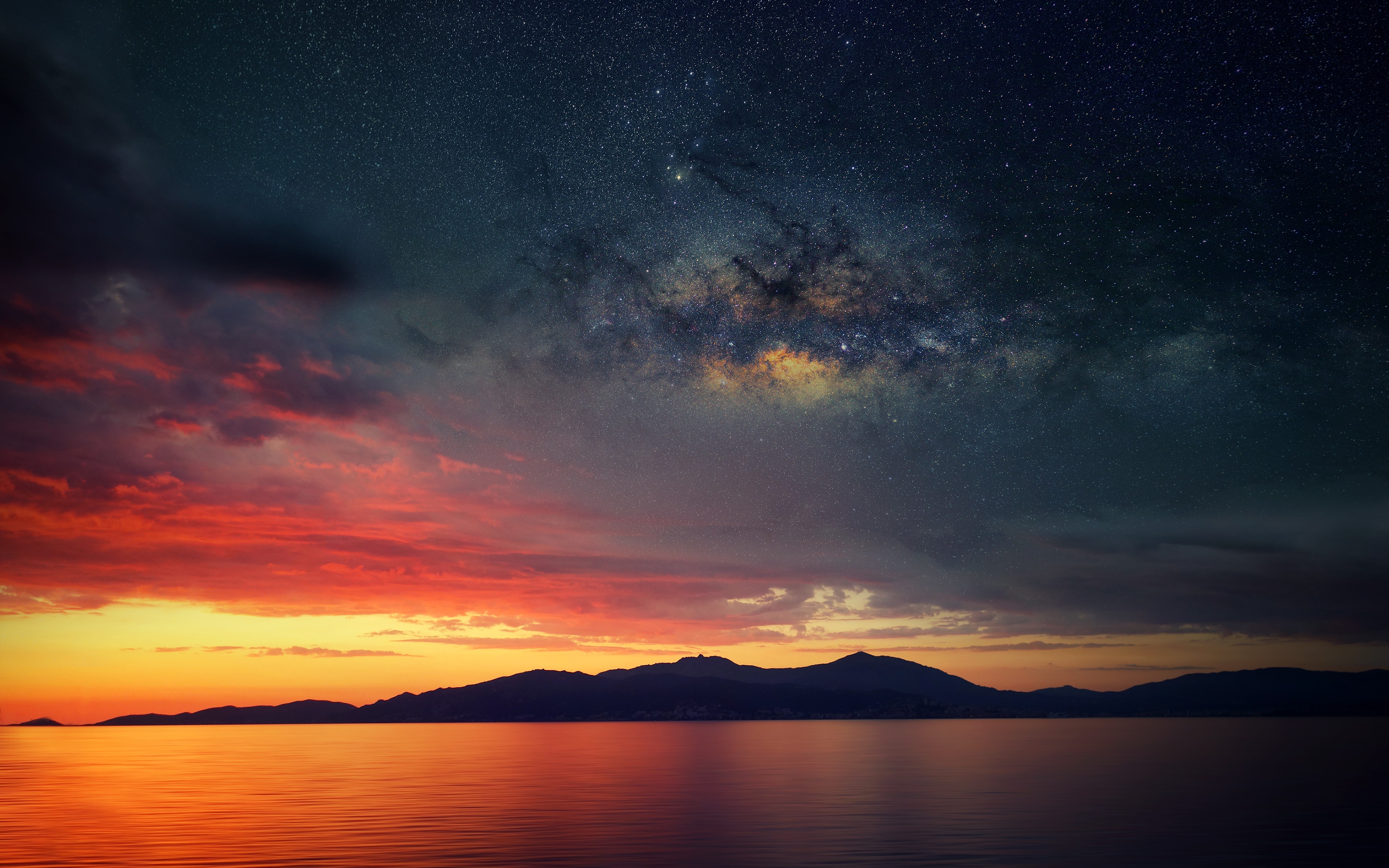 景观 沙 夜空 日落 4K高清壁纸 3840×2400