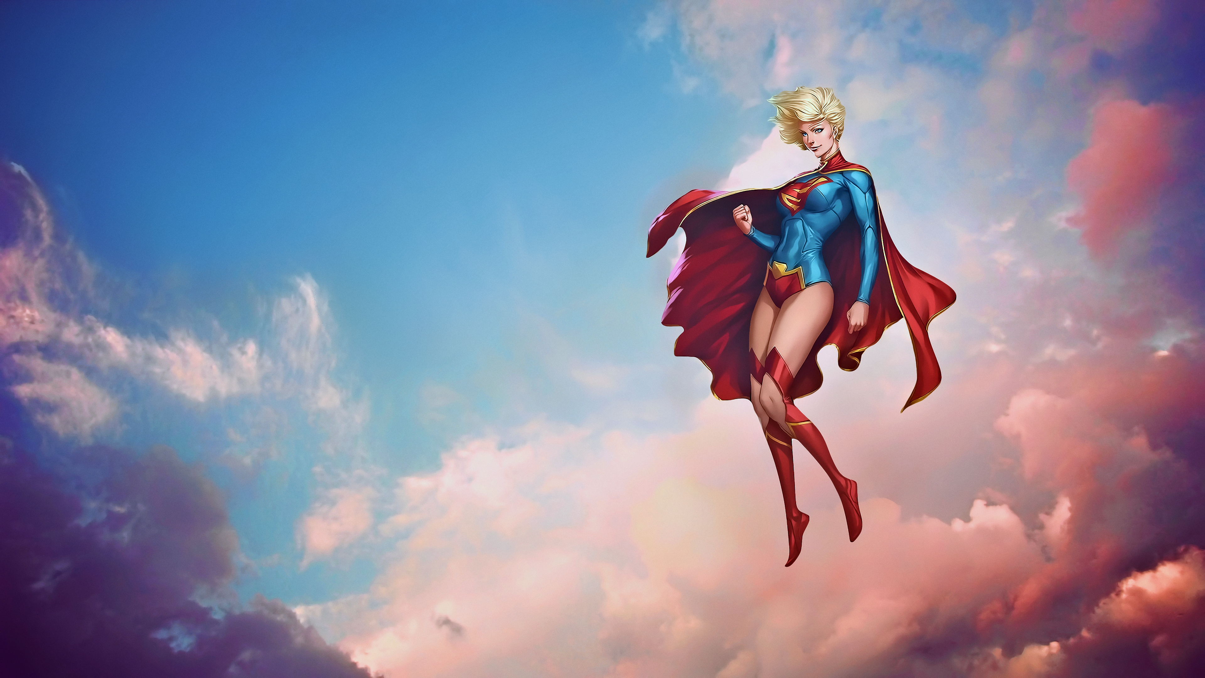 超女 女人 奇幻女孩 超级英雄 漫画 斗篷 天空 壁纸 3840×2160