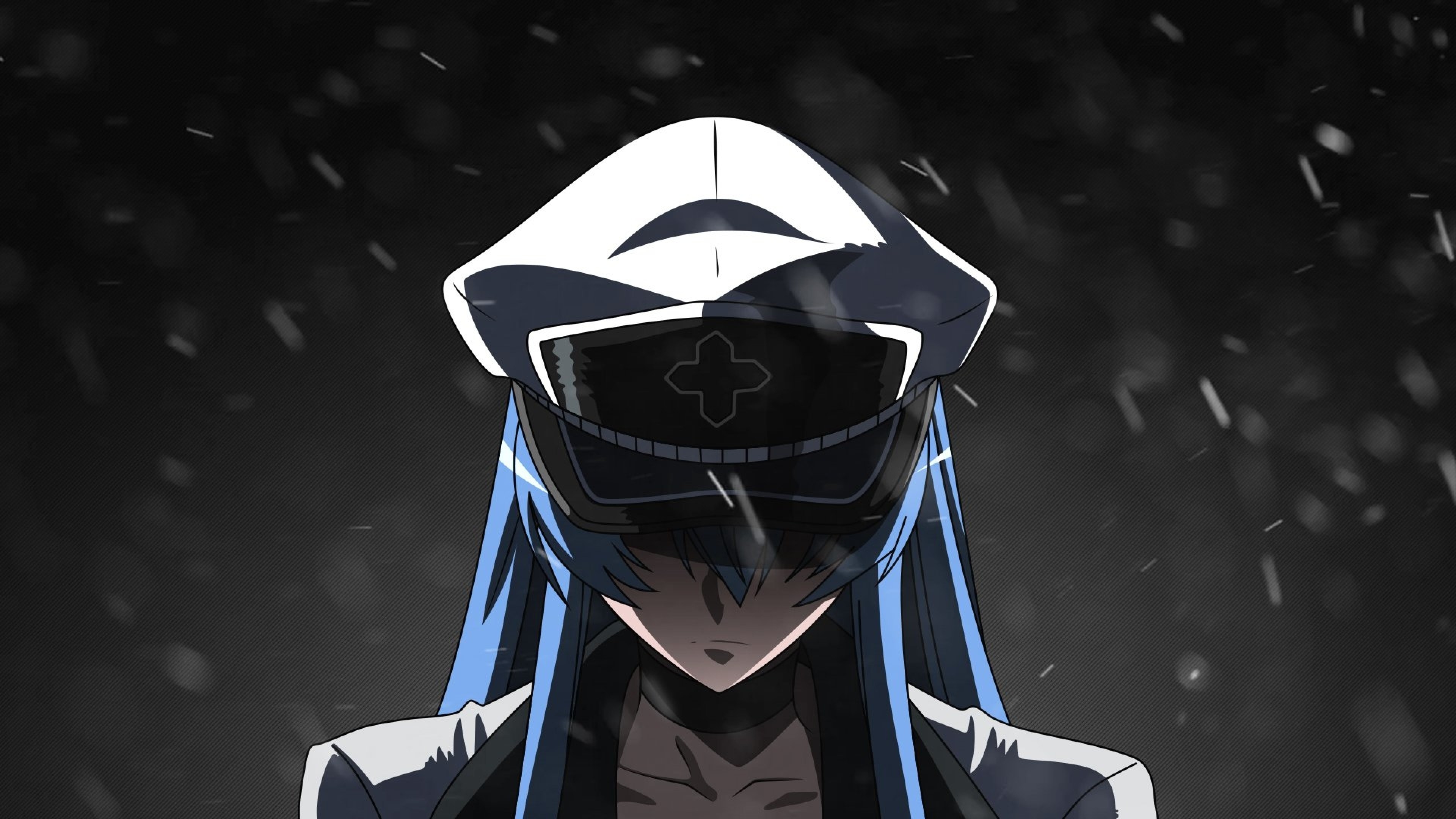 绝美苍白 动漫 动漫女孩 死亡 斩 黑色背景 赤红之瞳 高清壁纸 3840×2160