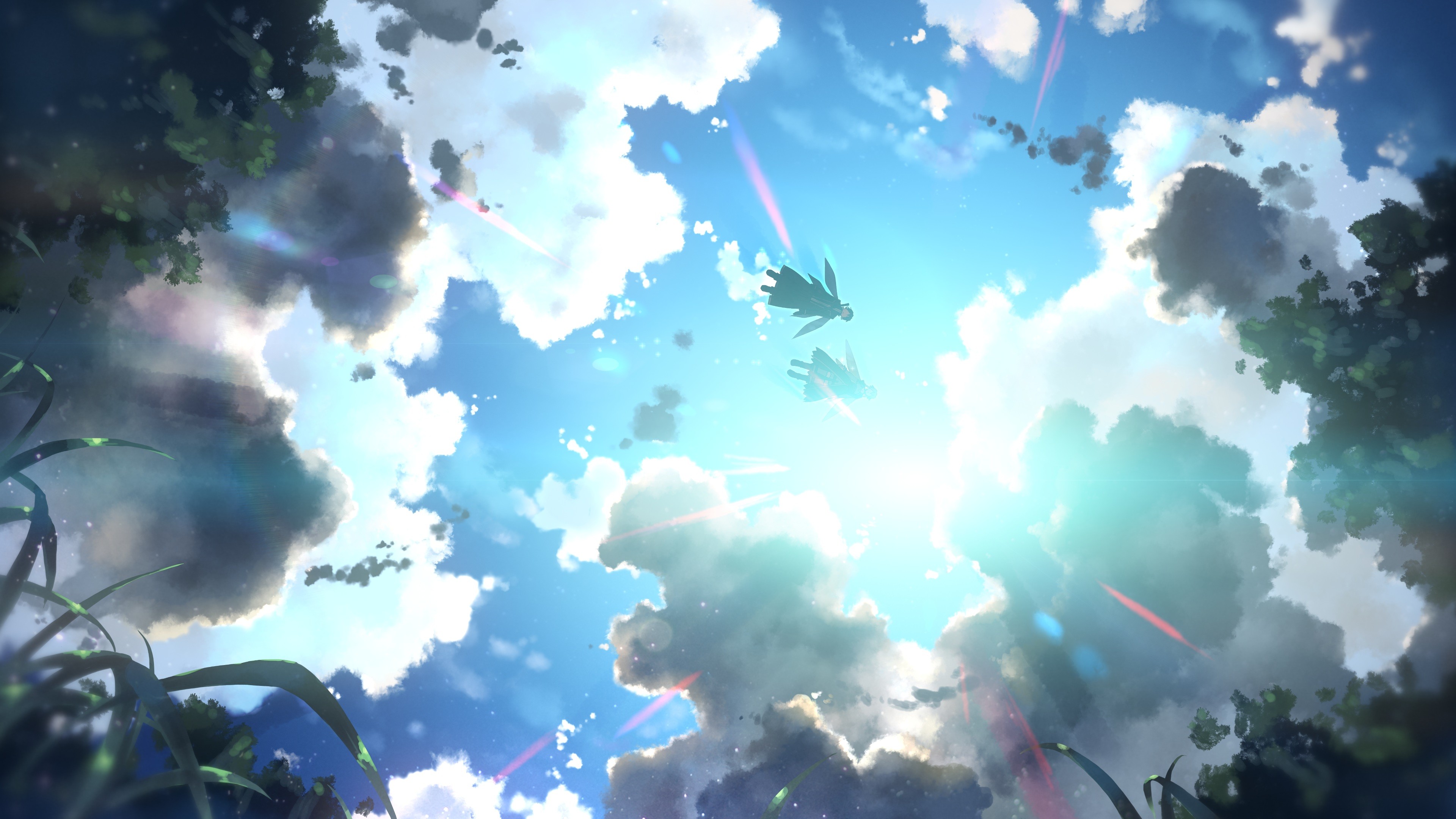 刀剑神域 云 天空 翅膀 飞行 动漫 户外 4K壁纸 3840×2160