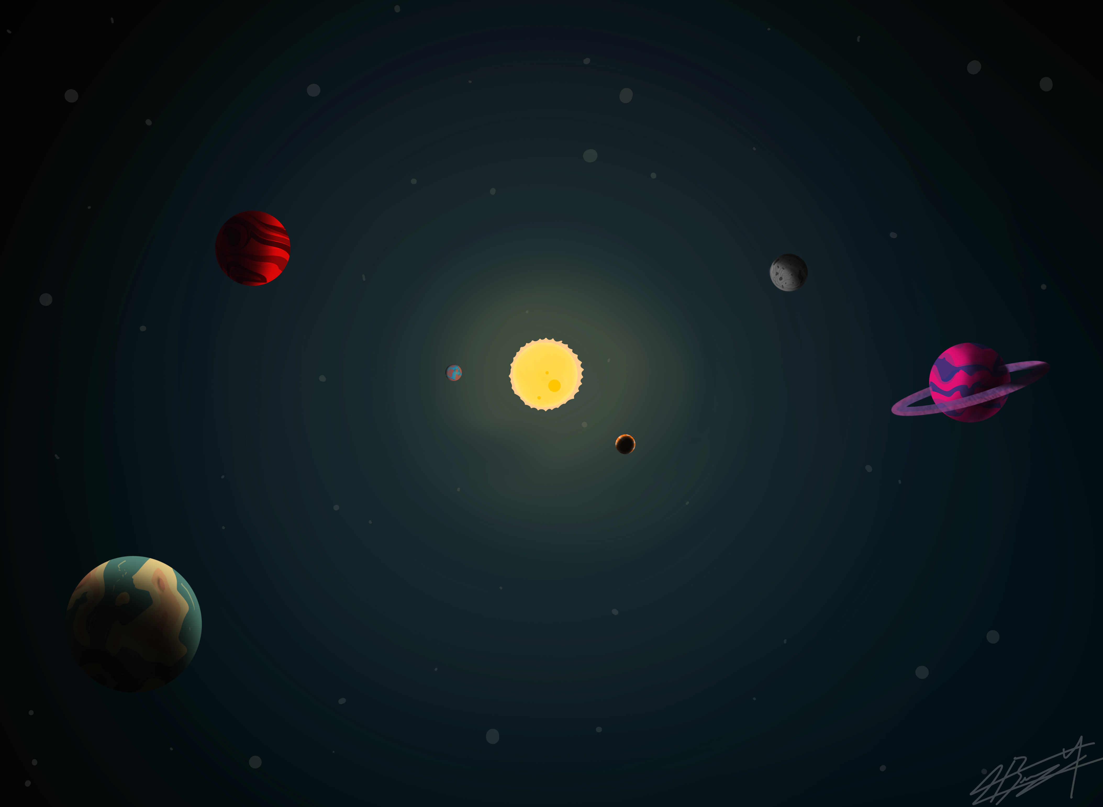 空间 绘图 星球 太空 银河系 太阳 恒星 手机壁纸 4214×3084