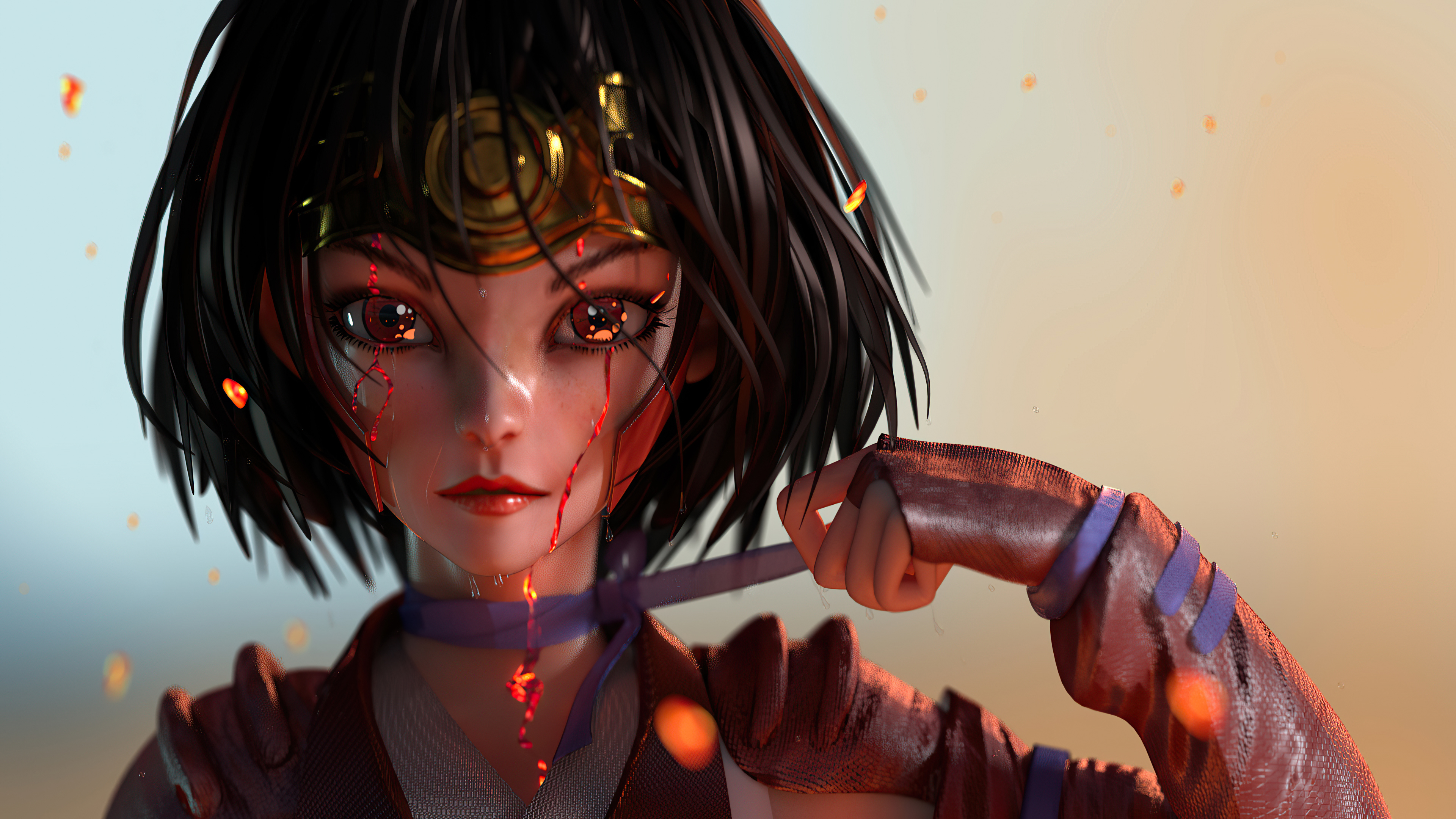 深色头发 短发 飞猫 动漫 动漫女孩 壁纸 3840×2160