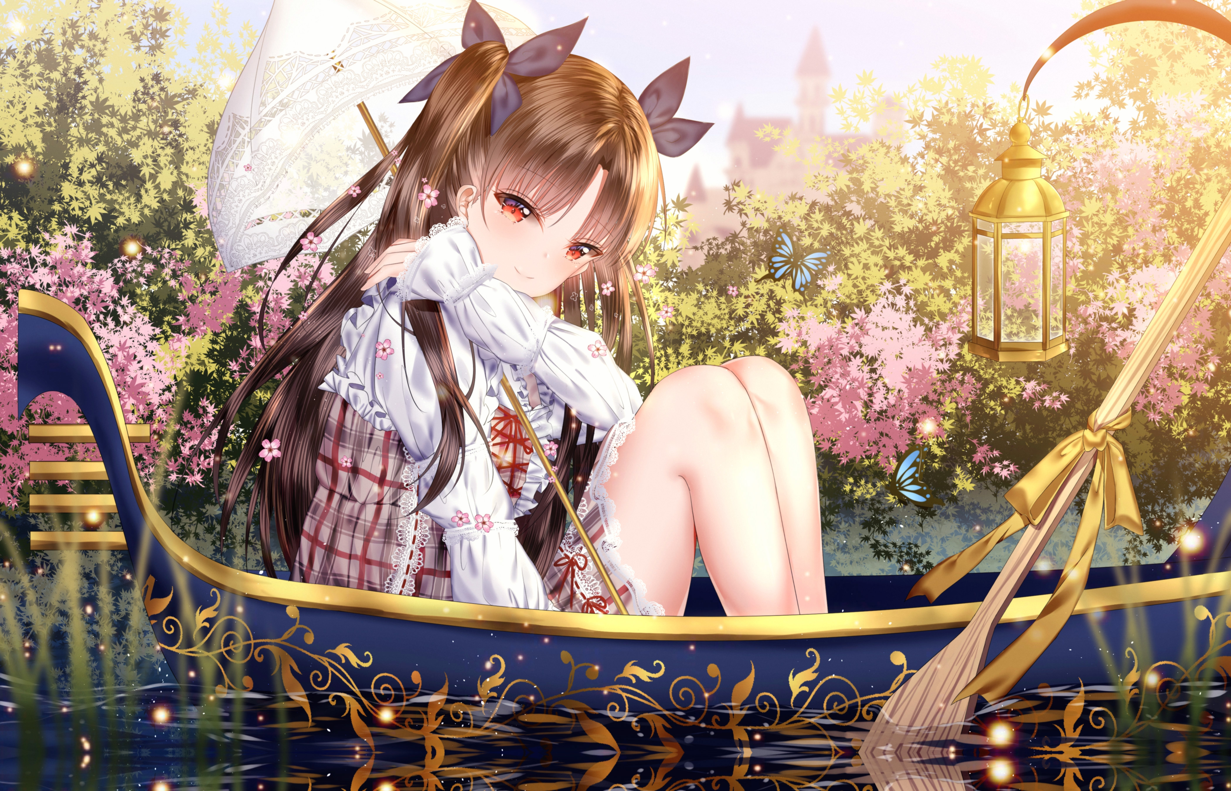 黑发 红眼 少女 动漫 命运 蝴蝶 船 壁纸 4200×2700