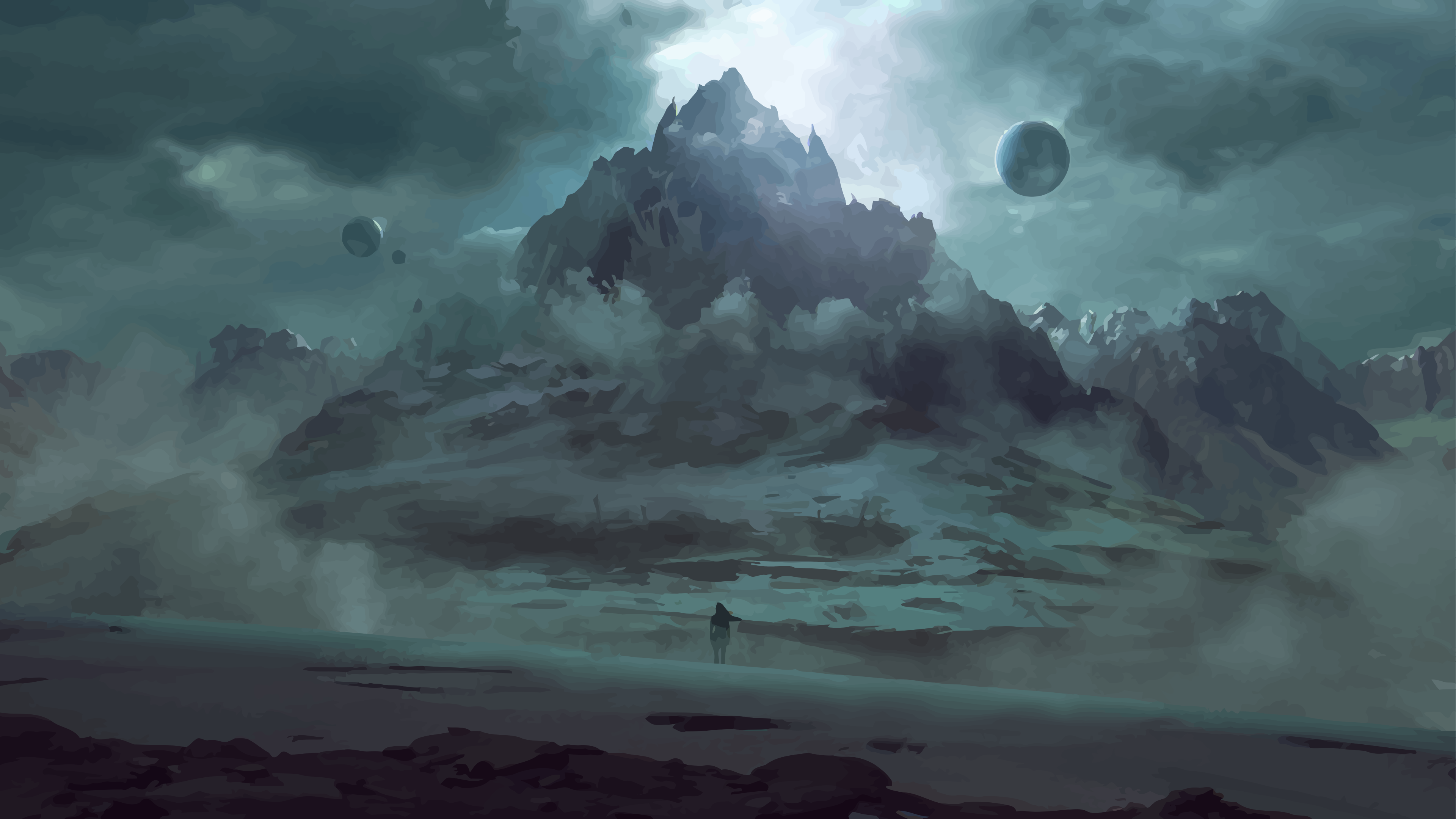 未来主义 幻想艺术 山脉 AI艺术 壁纸 3840×2160
