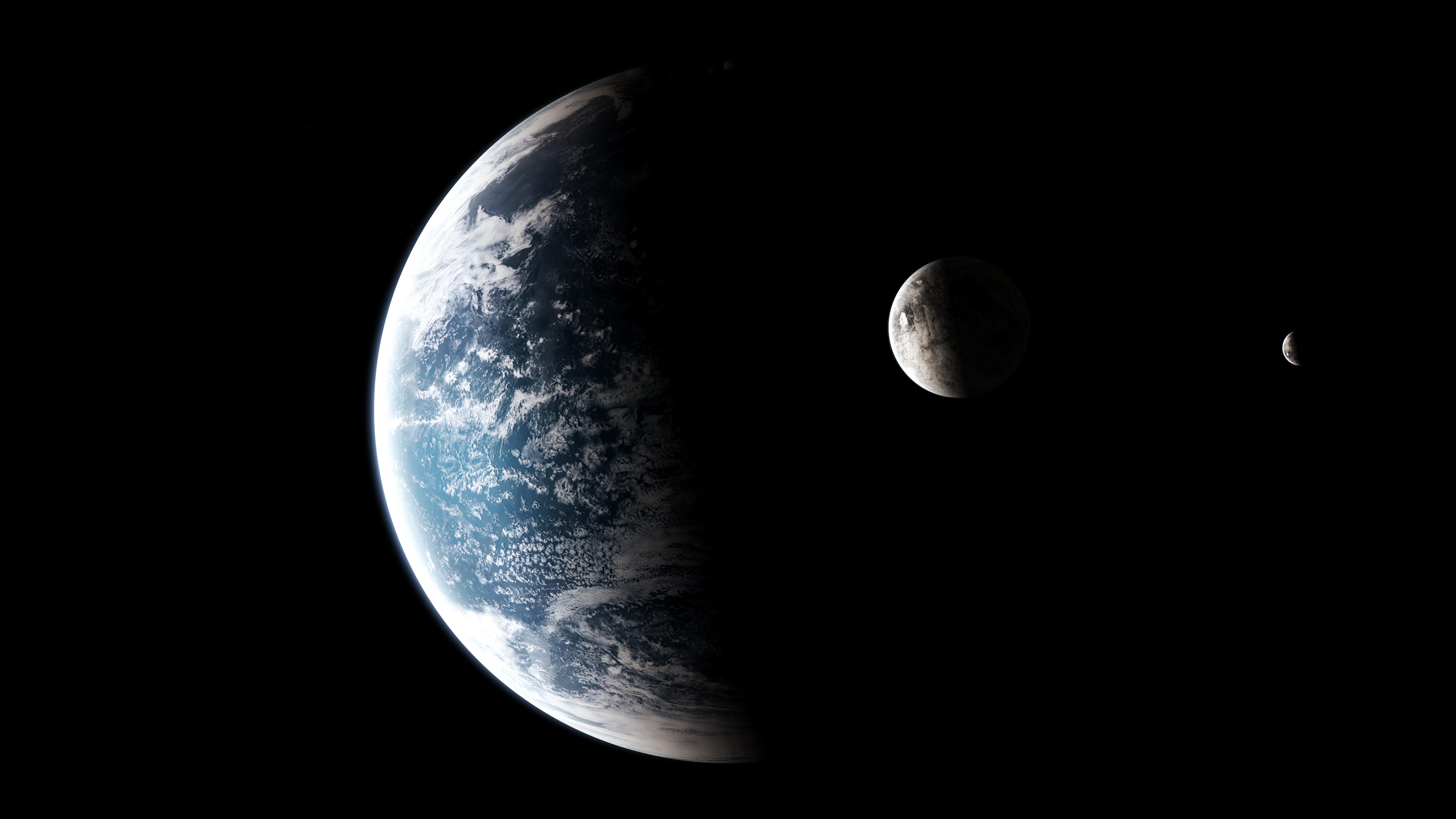 地球 太空 行星 黑色 月球 无水印壁纸 7680×4320