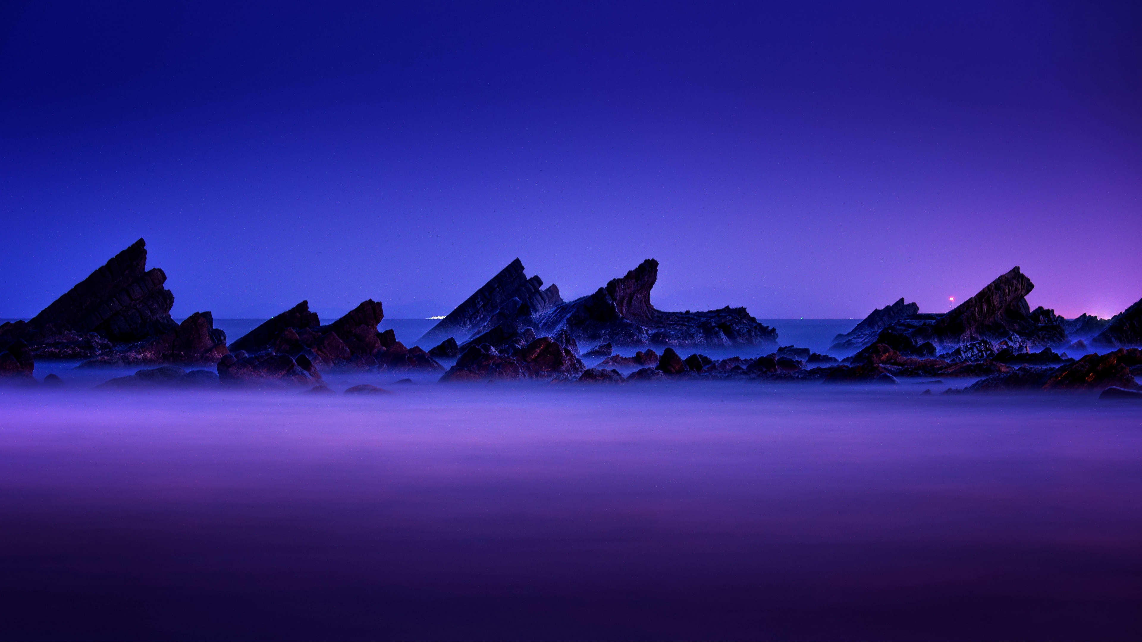 山 自然 夜 雾 高清壁纸 3840×2160