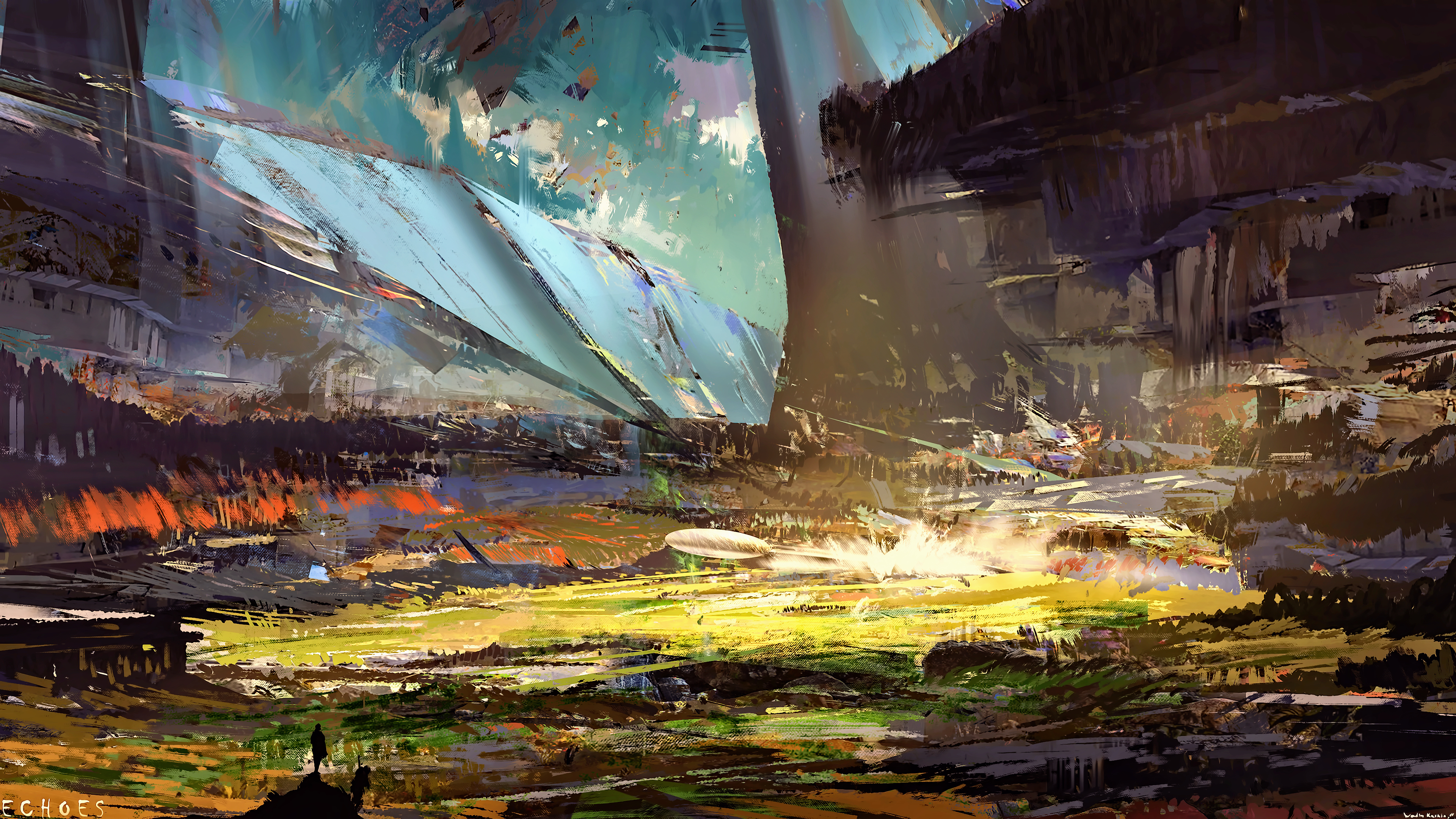 科幻小说 AI艺术 概念艺术 未来主义 奇幻艺术 日落 宇宙飞船 壁纸 3840×2160