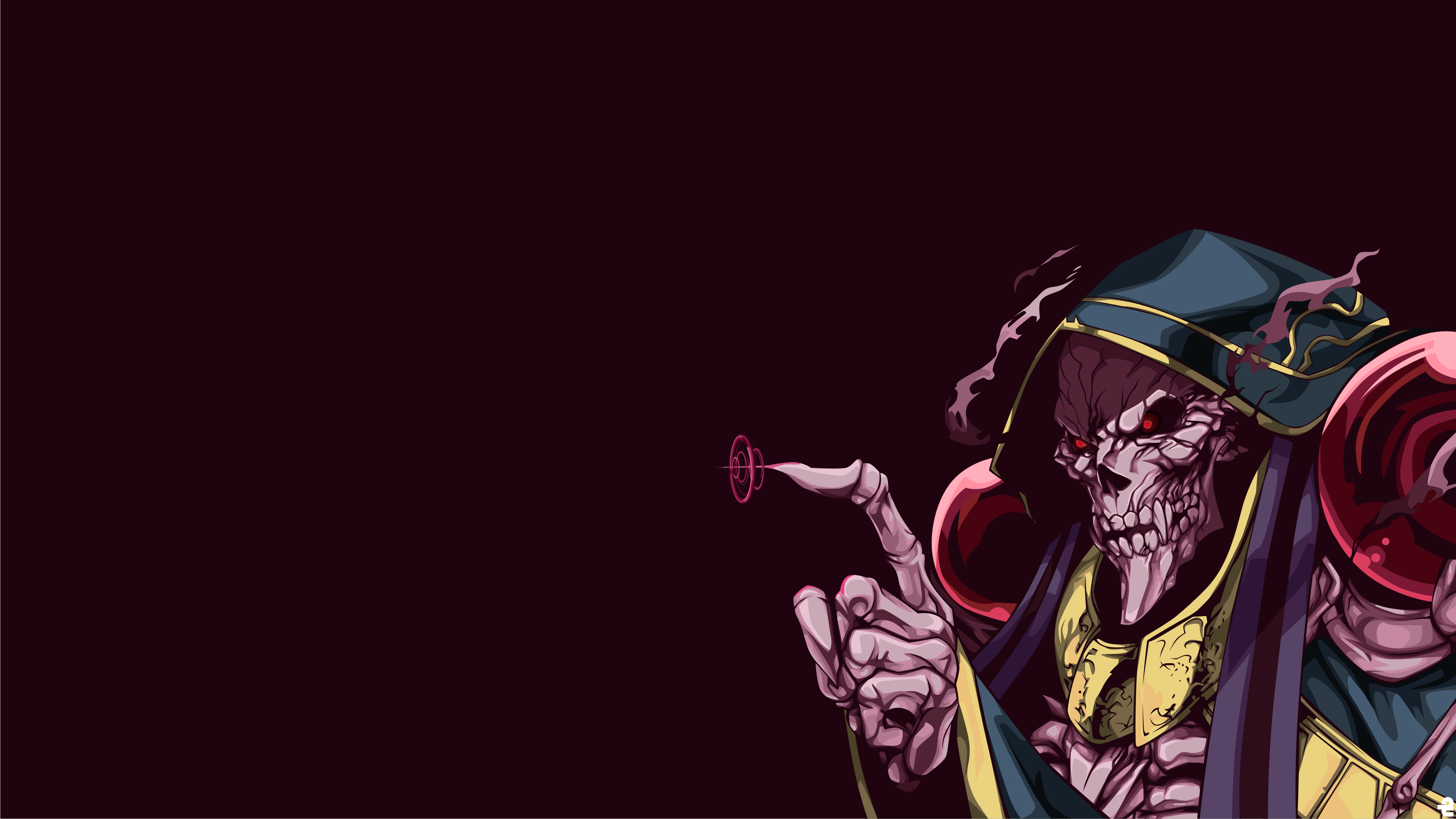 骨王 动漫 礼服 骷髅 简单背景 overlord 4K壁纸 3840×2160