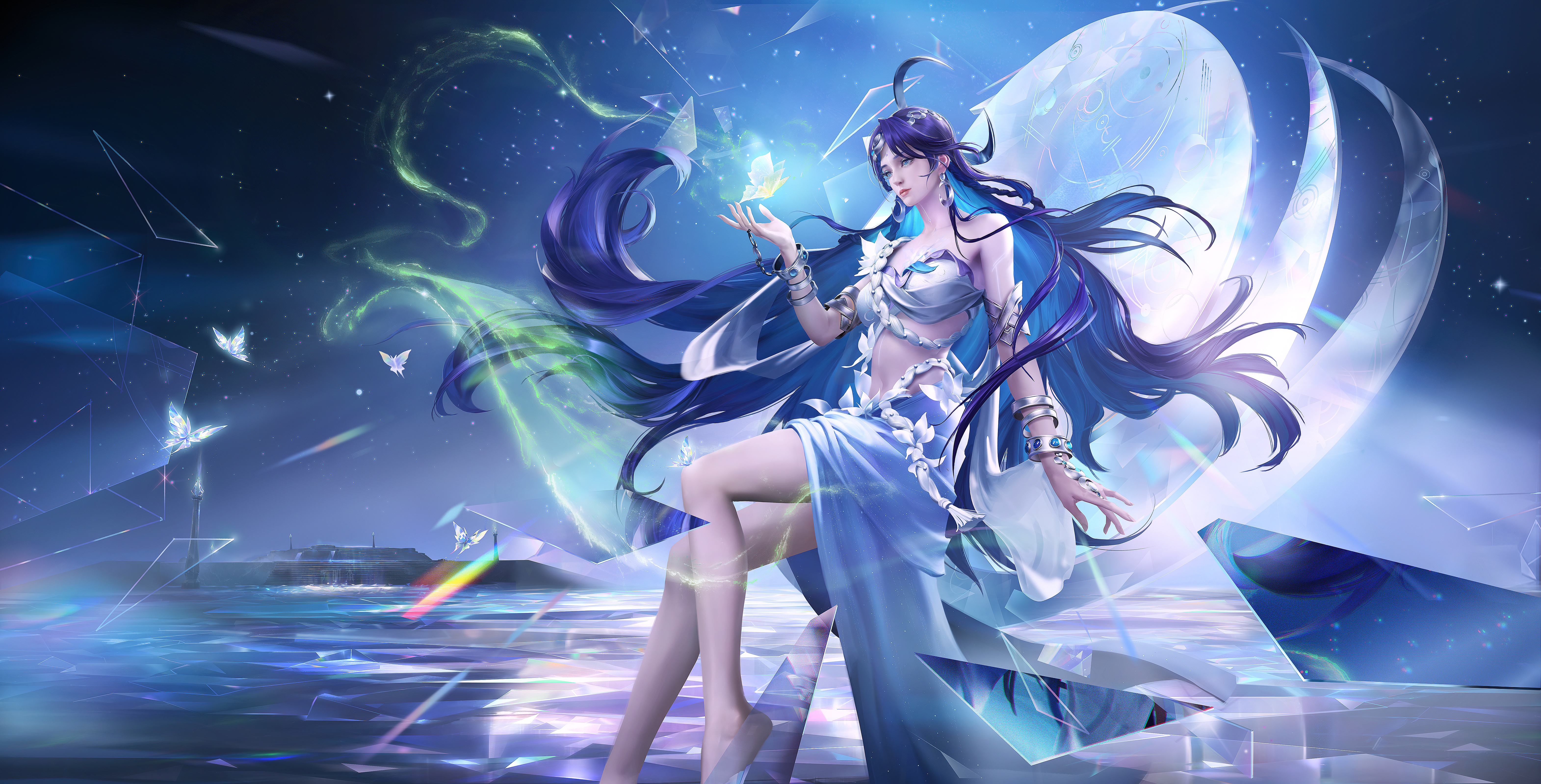 超清游戏CG 王者荣耀 电脑游戏 游戏 CG女孩 蝴蝶 高清壁纸 6282×3200
