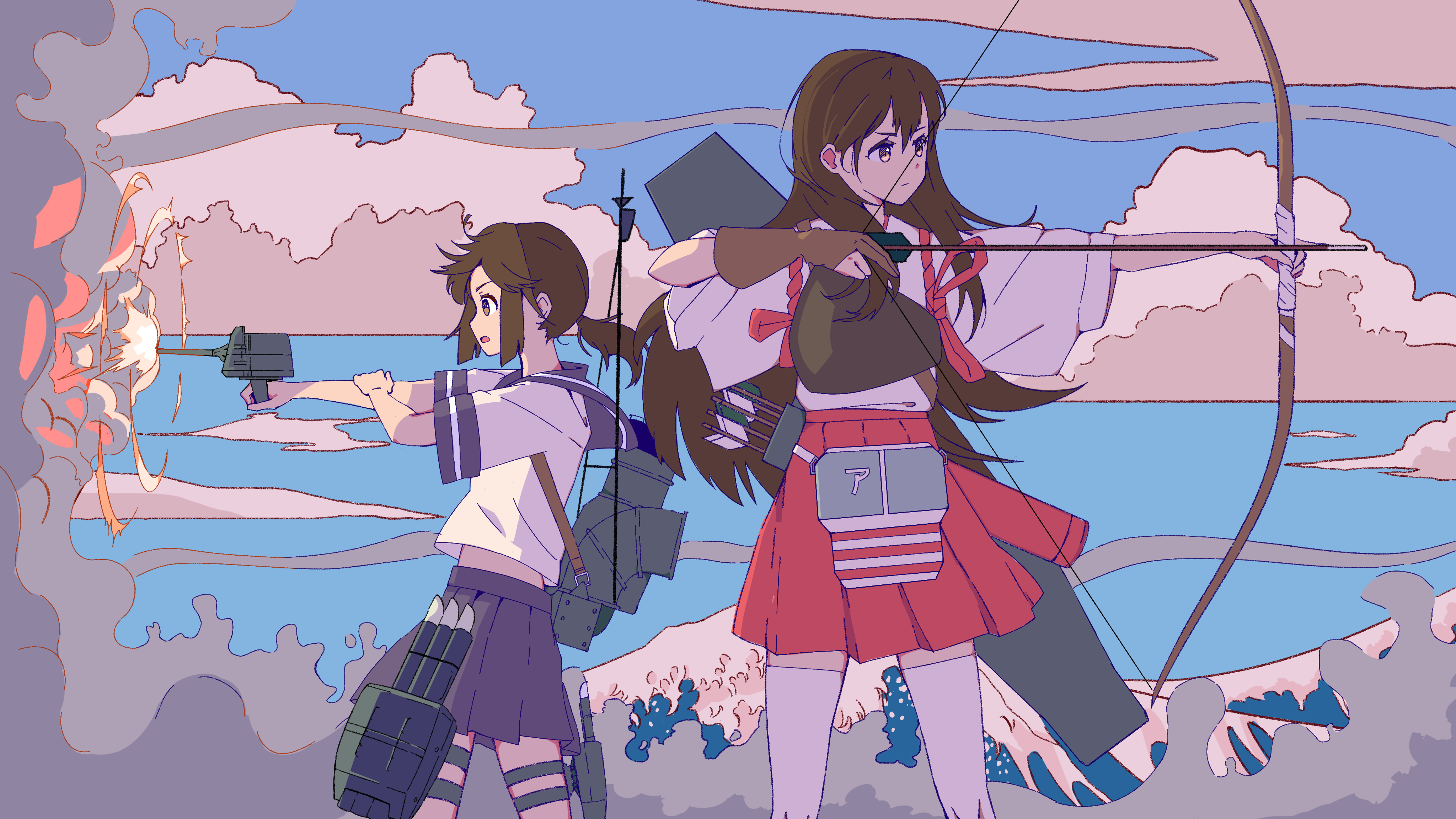 长发 深色头发 动漫 动漫女孩 服饰 校服 4K高清壁纸 4096×2304