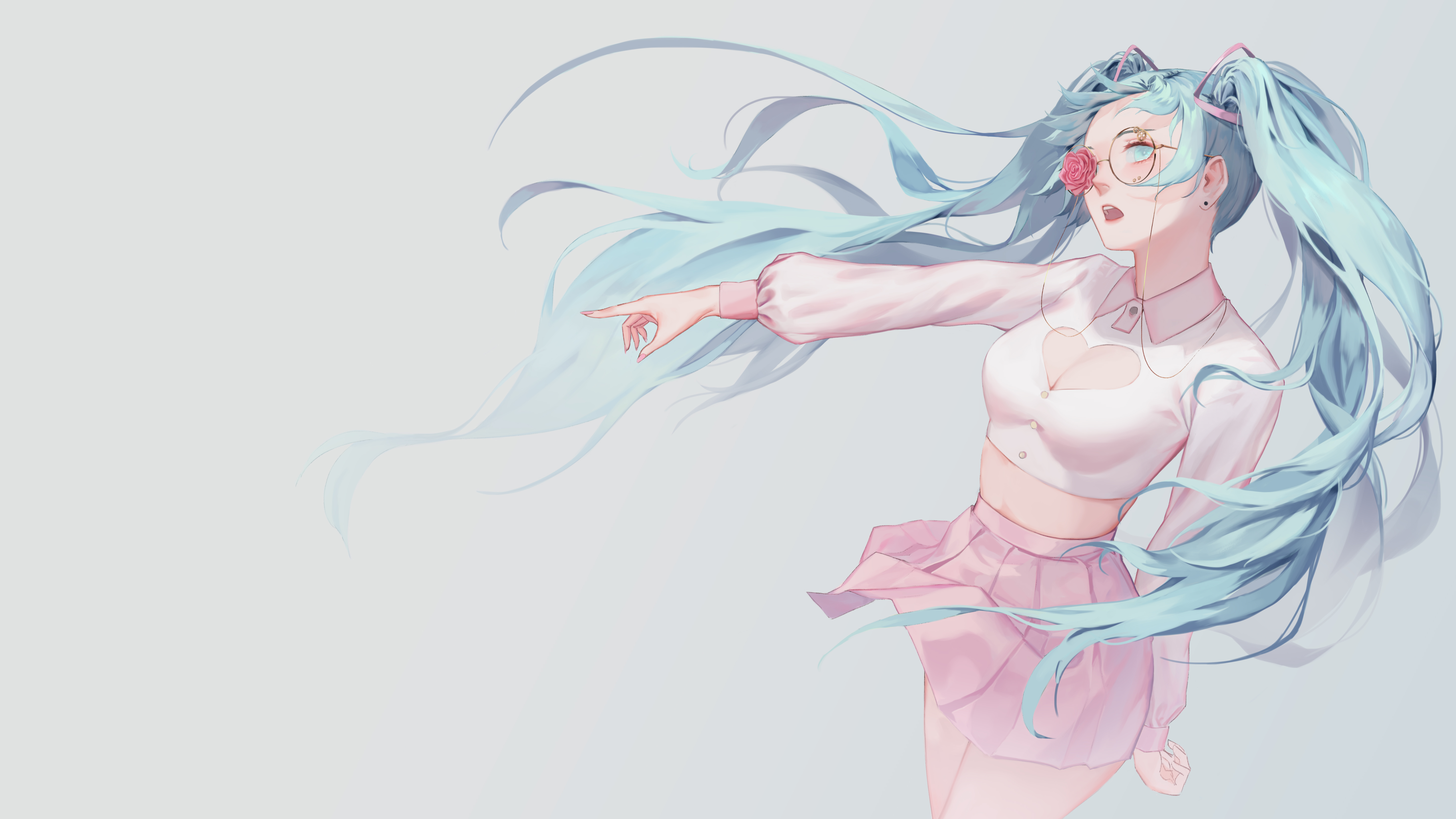 动漫 动漫女孩 初音未来 眼镜 4K高清壁纸 5857×3295