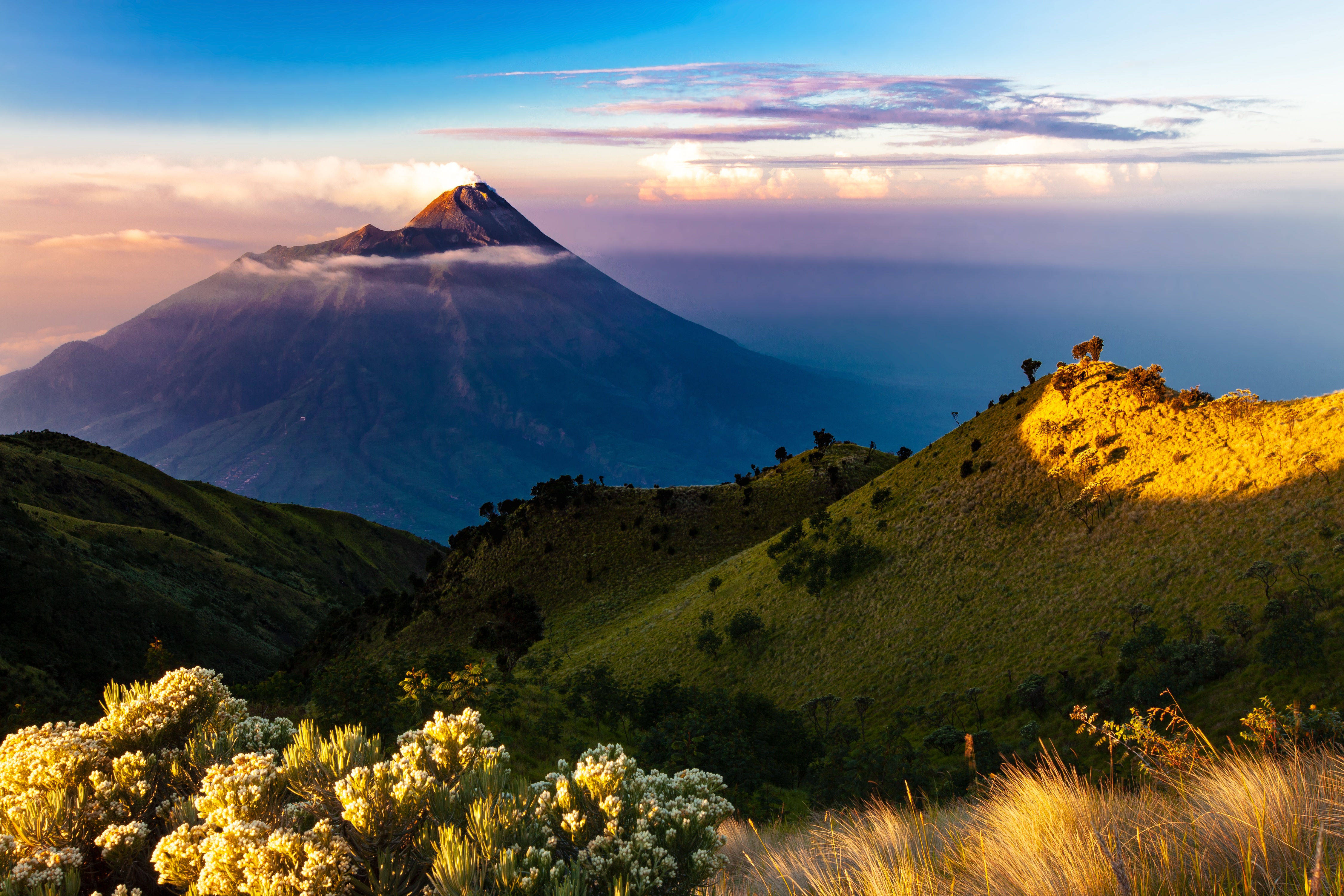 火山 山顶 山脉 岛屿 自然 风景 壁纸 4500×3000