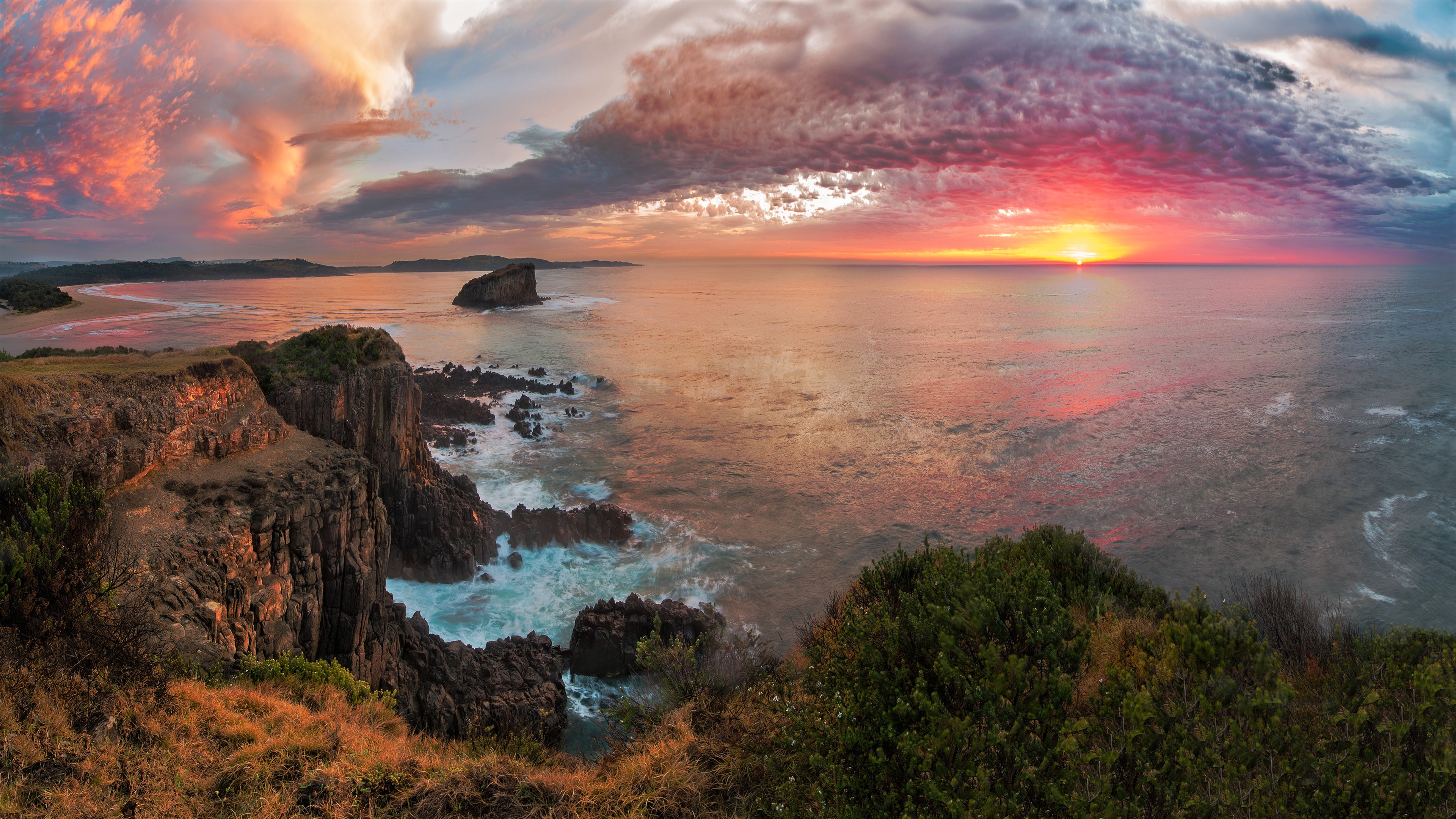 热门风景 自然 海洋 天空 云 海岸 波浪 悬崖 壁纸 3840×2160