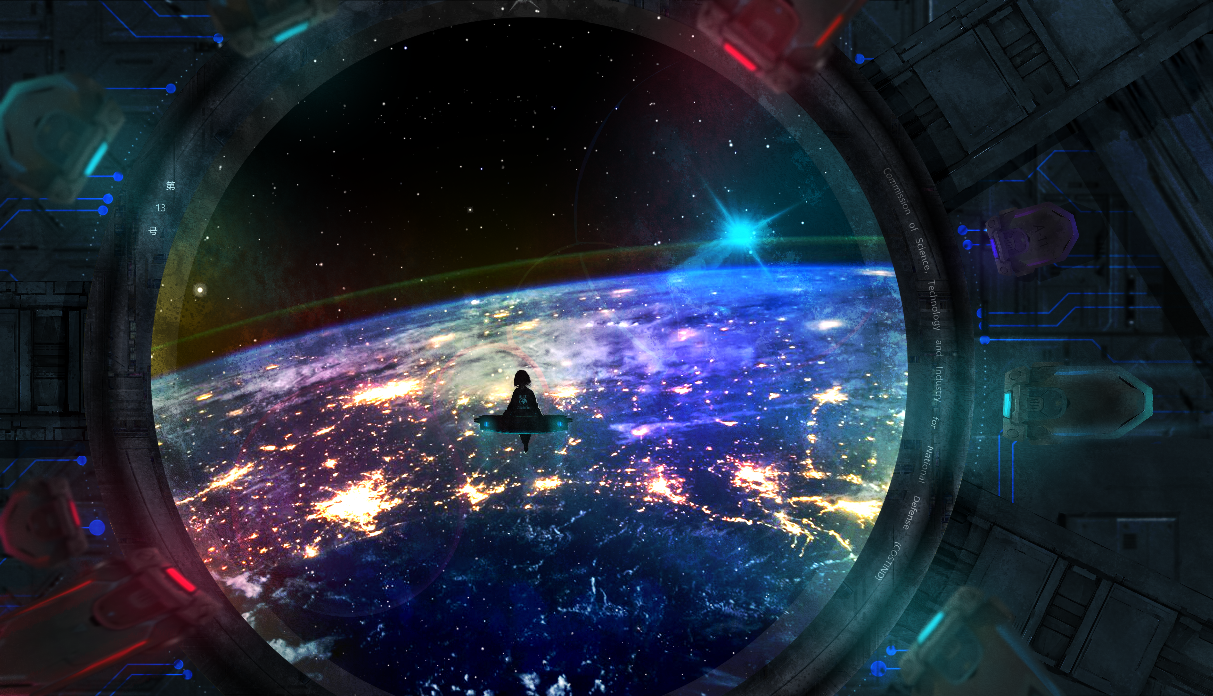 绚丽太空 地球 恒星 桌面壁纸 5000×2870