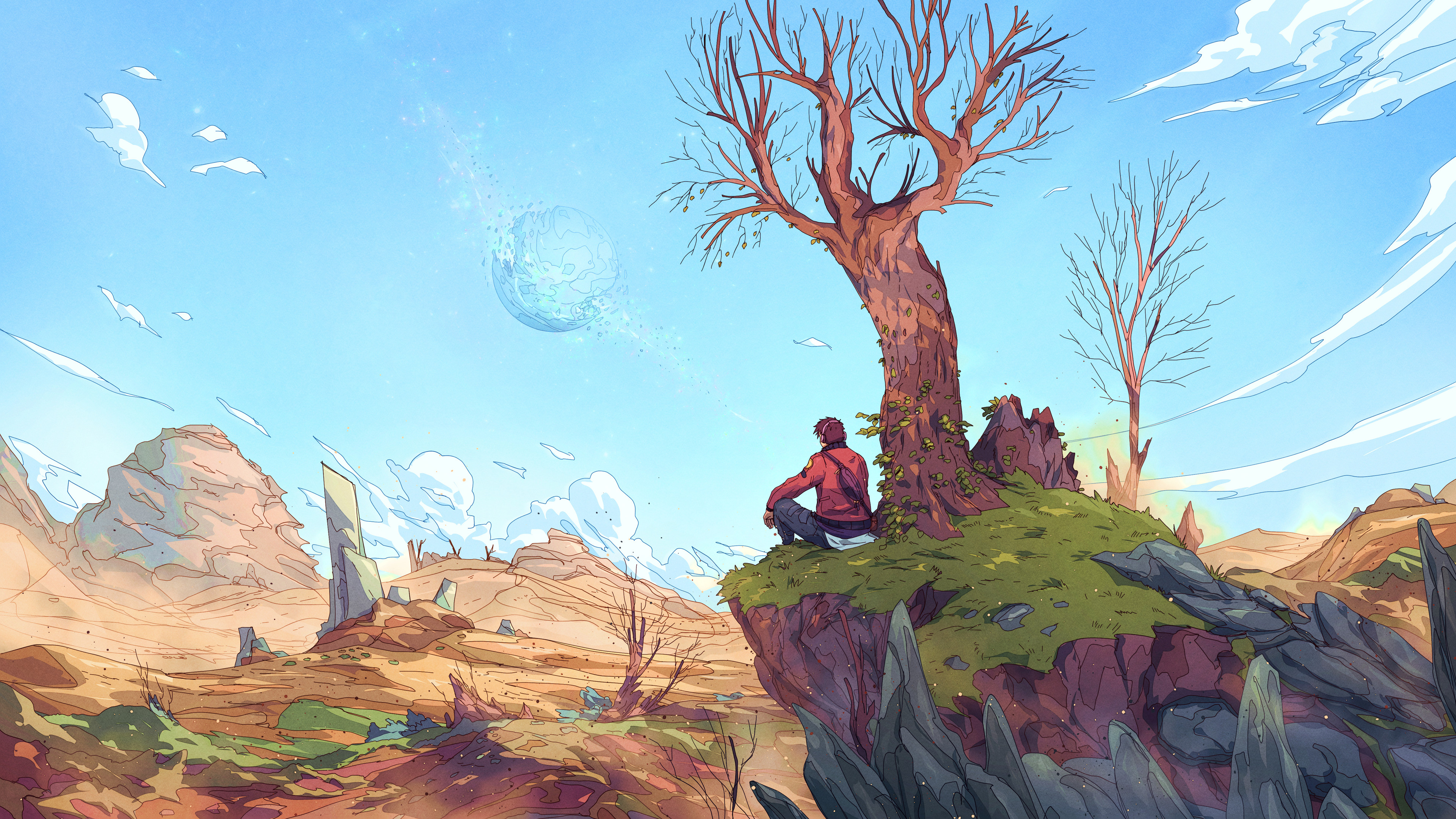 AI艺术 奇幻 沙漠 风景 树木 壁纸 3840×2160