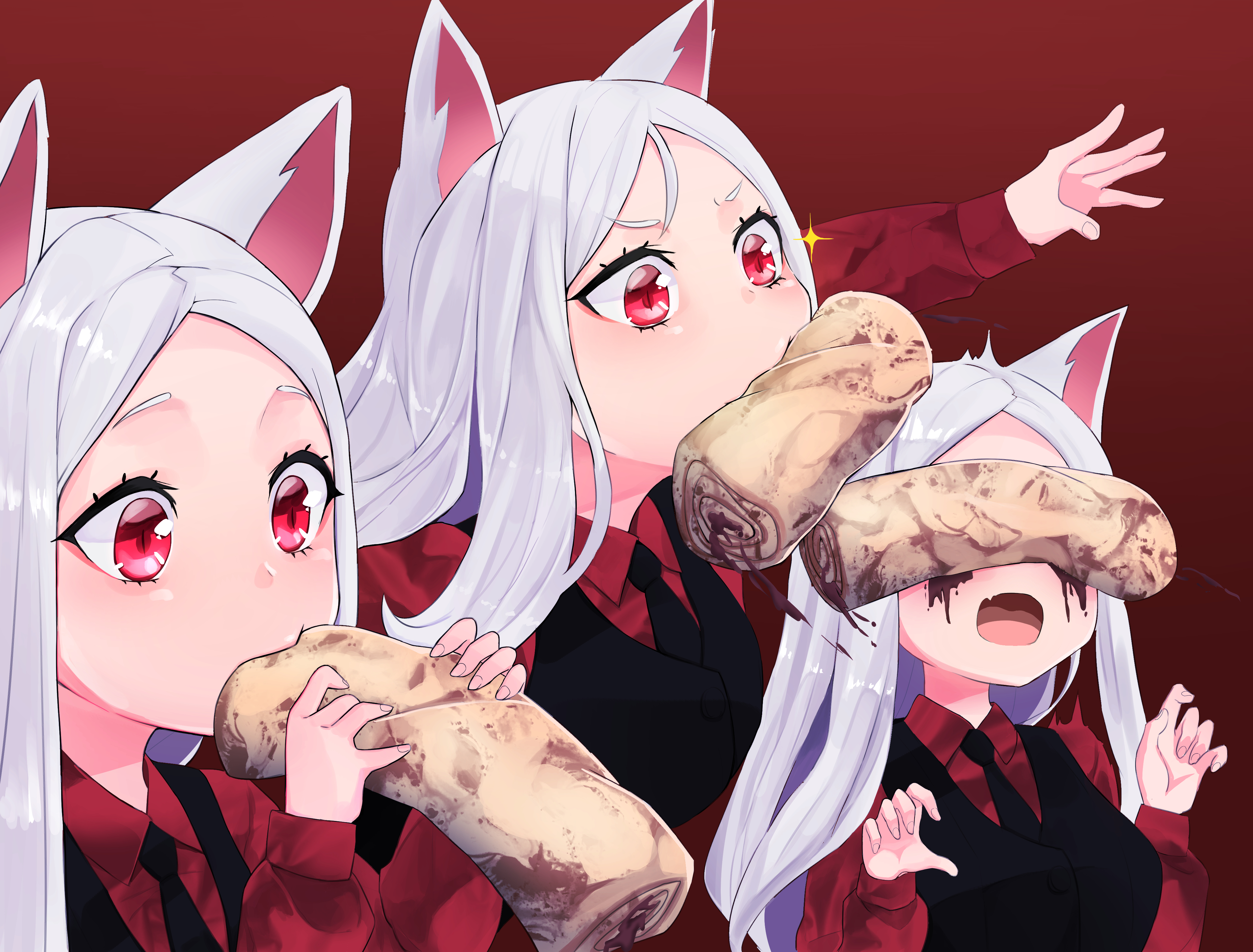 经典白发 红眼睛 兽耳 动漫 动漫女孩 无水印壁纸 4160×3160