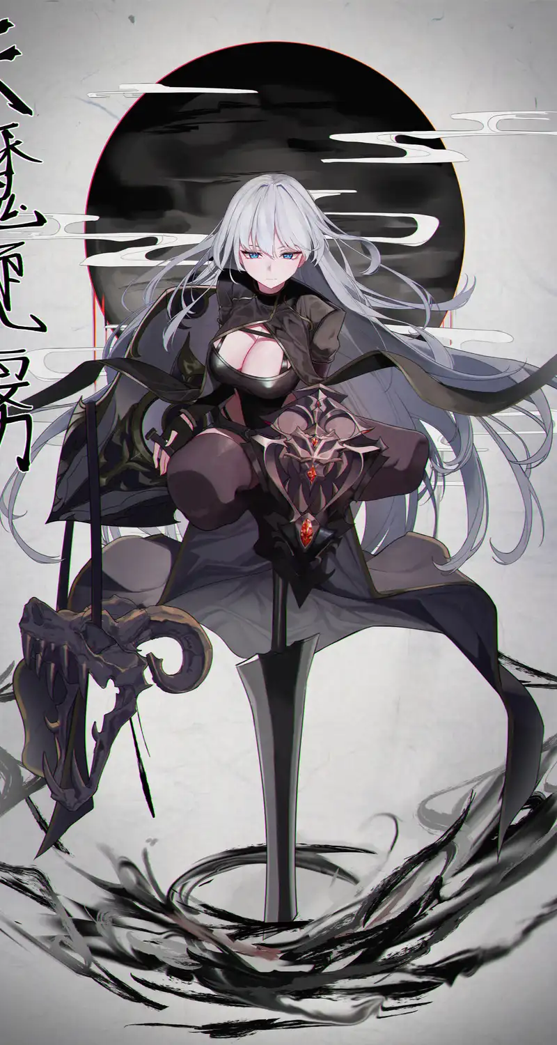 绚丽白发 蓝色头发 奇幻 女孩 动漫 动漫女孩 手机 4K壁纸 5000×7300