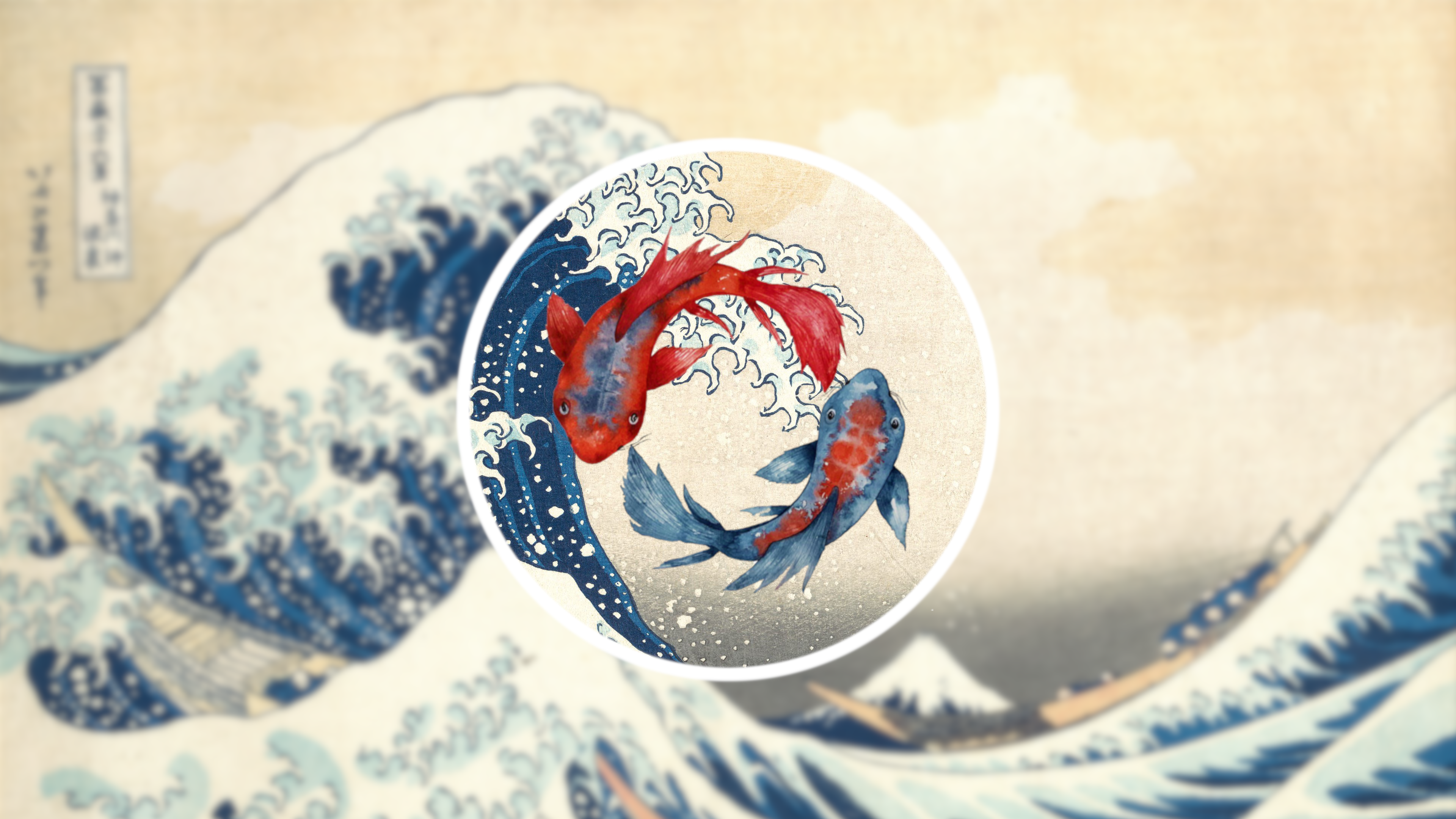 热门巨浪 波浪 锦鲤 AI艺术 无水印壁纸 3840×2160