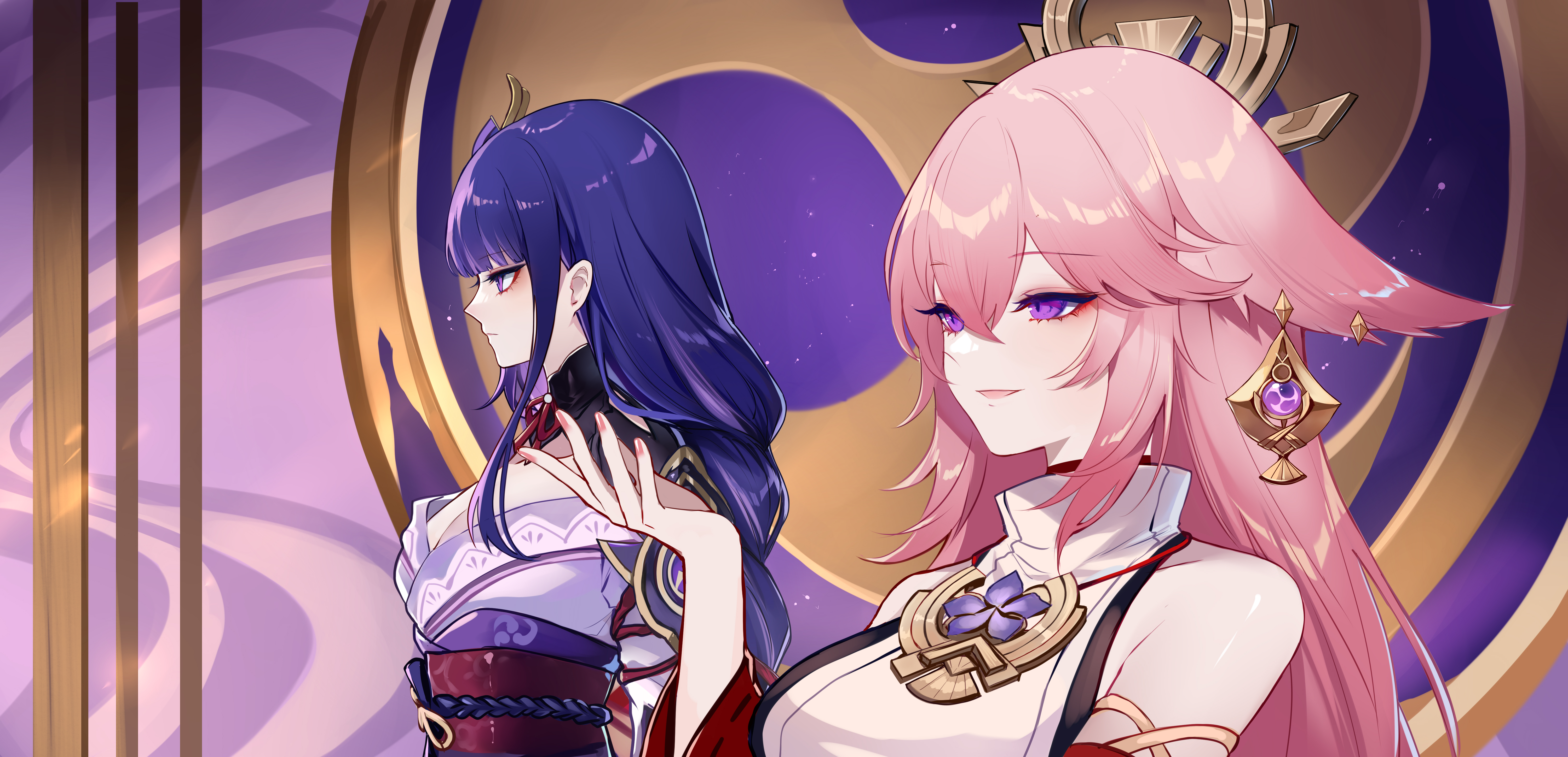 原神 动画 动漫 女孩 雷电将军 壁纸 6000×2900