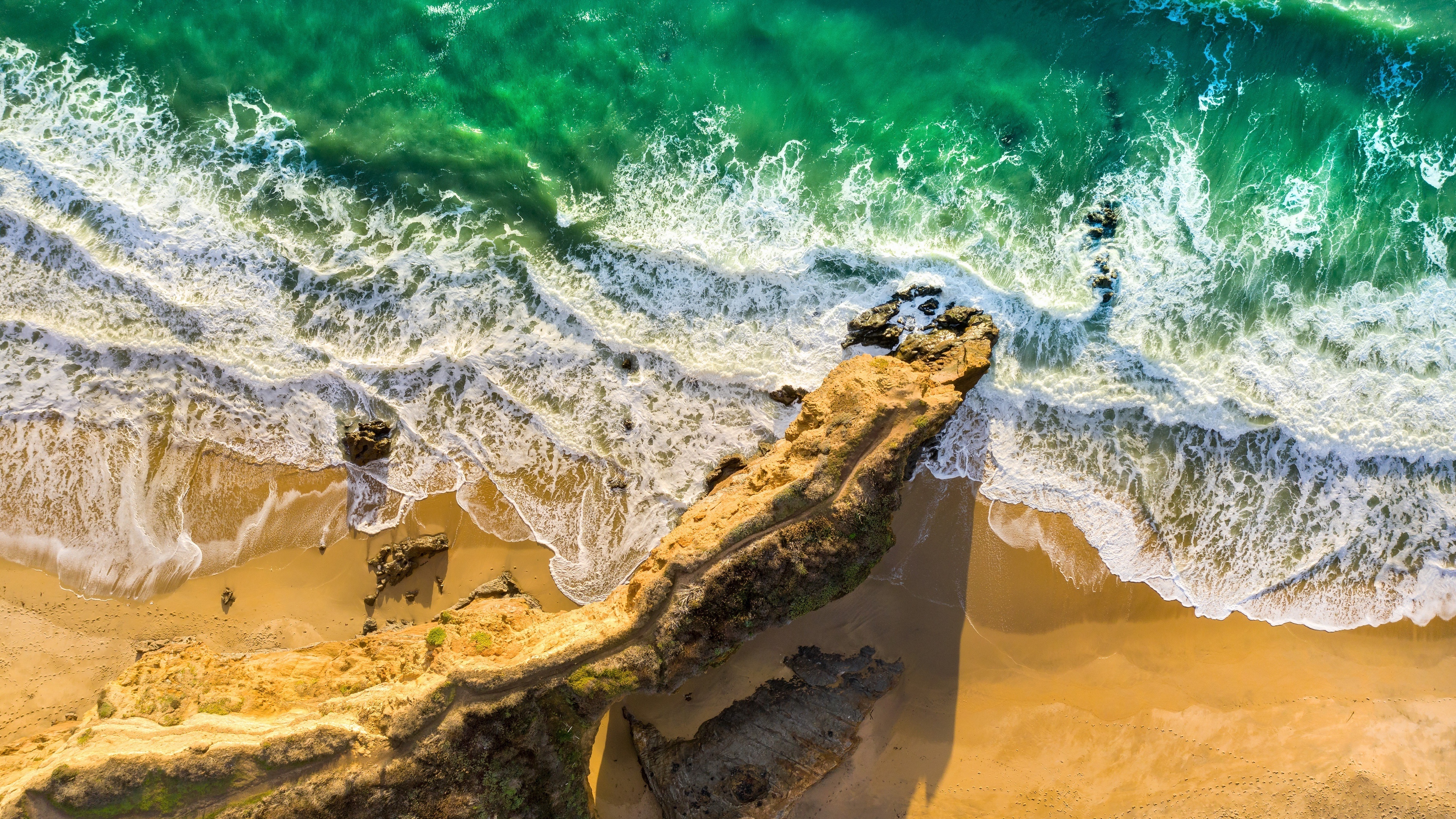 自然 海岸 海滩 岩石 波浪 沙 水 壁纸 3840×2160
