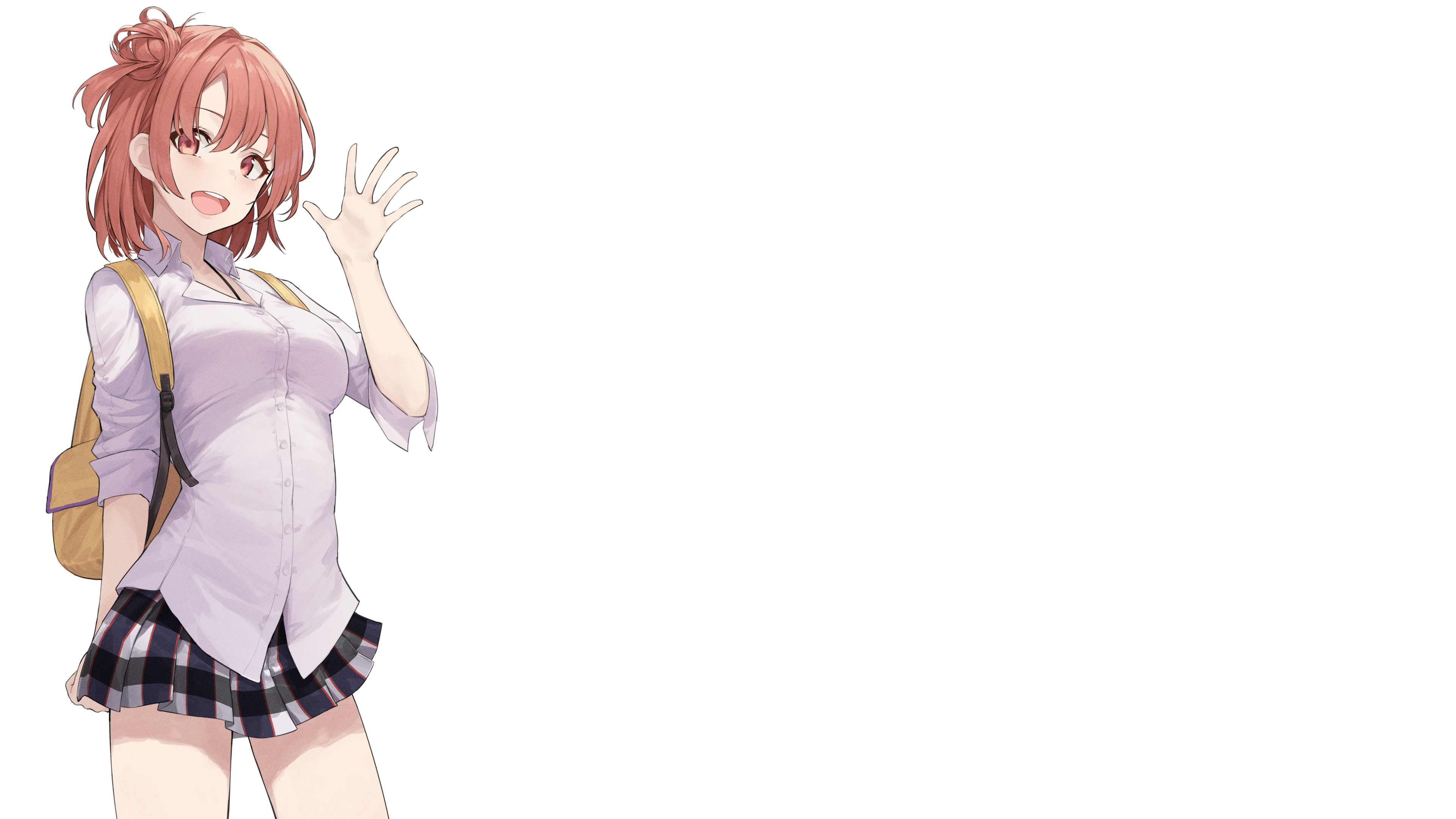 明星 爱情喜剧 白色背景 校服 书包 动漫 女孩 壁纸 3840×2160