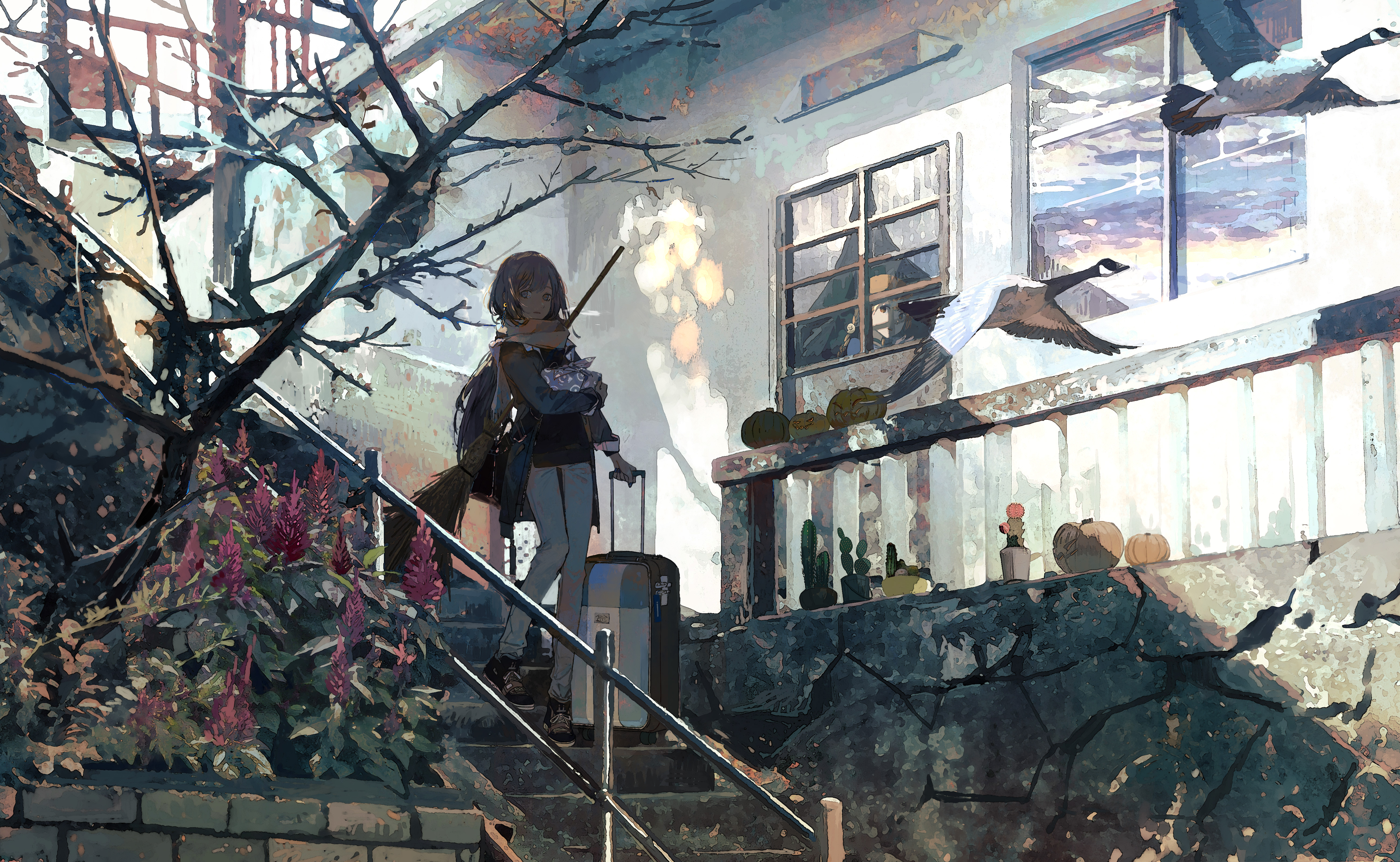 原创 人物 库卡 动漫 女孩 插图 万圣节 4K高清壁纸 5200×3200